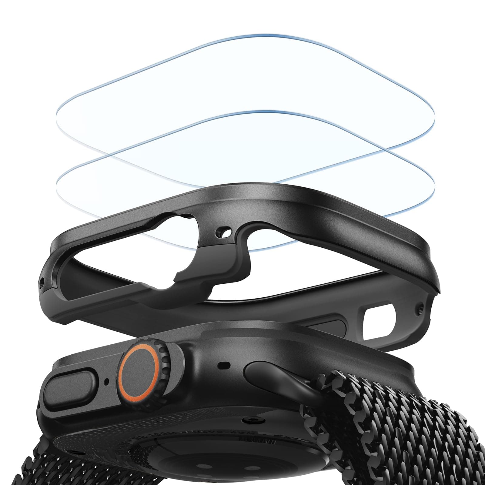 ESR Hülle für Apple Watch Ultra 3/2/1 mit Displayschutz 49 mm (2025/2024/2023/2022), Militärischer Schutz, Aluminiumlegierungs-Hülle mit 2er-Set Armorite Glas, Original-Look bewahren, Schwarz