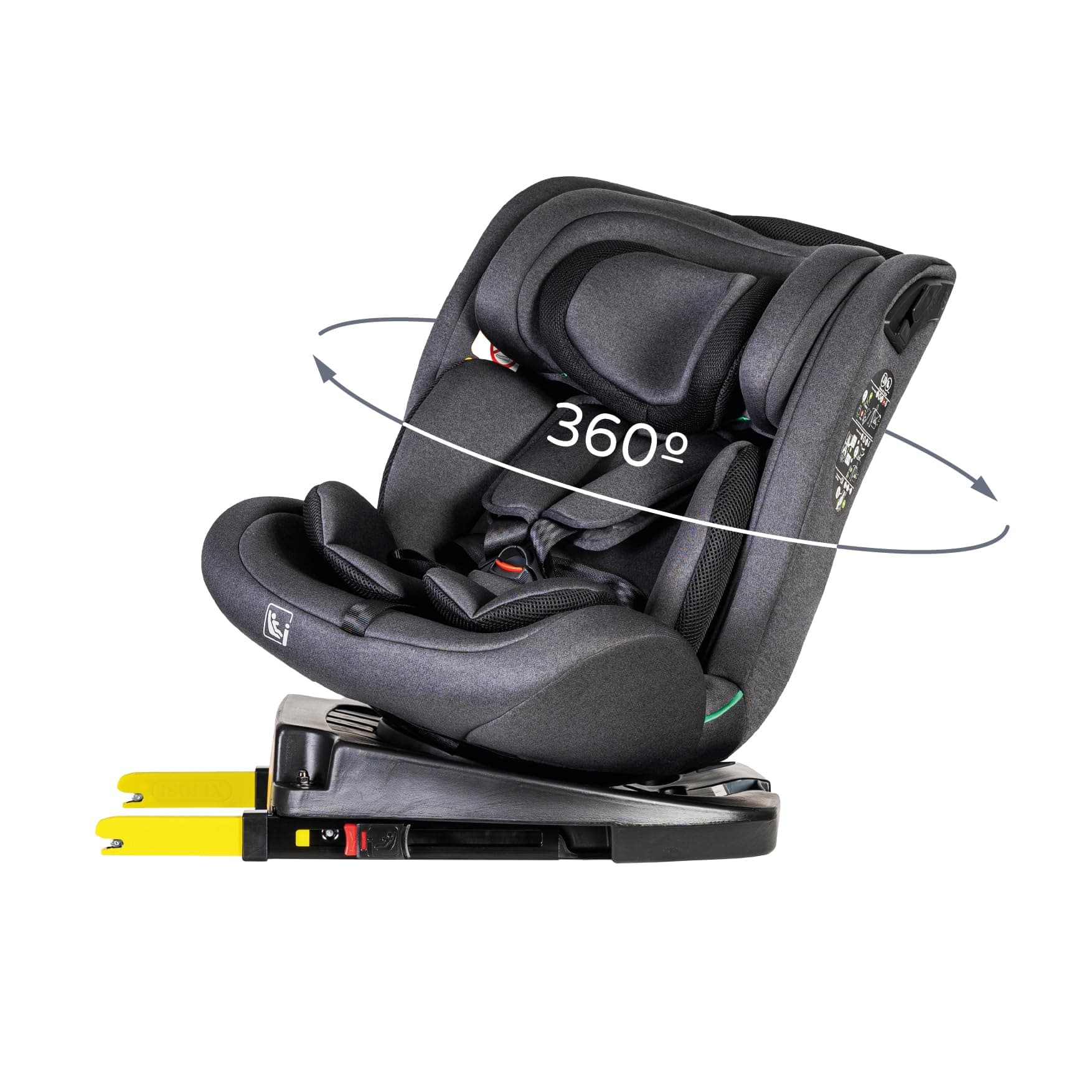 MS BabyWorld – CORFÚ – Silla de coche I-Size Grupo 0/1/2/3 | 40-150 cm | Isofix y Top Tether | Nacimiento a 12 años (0-36 kg) | A contramarcha hasta 18 kg | Giratoria 360º Universal