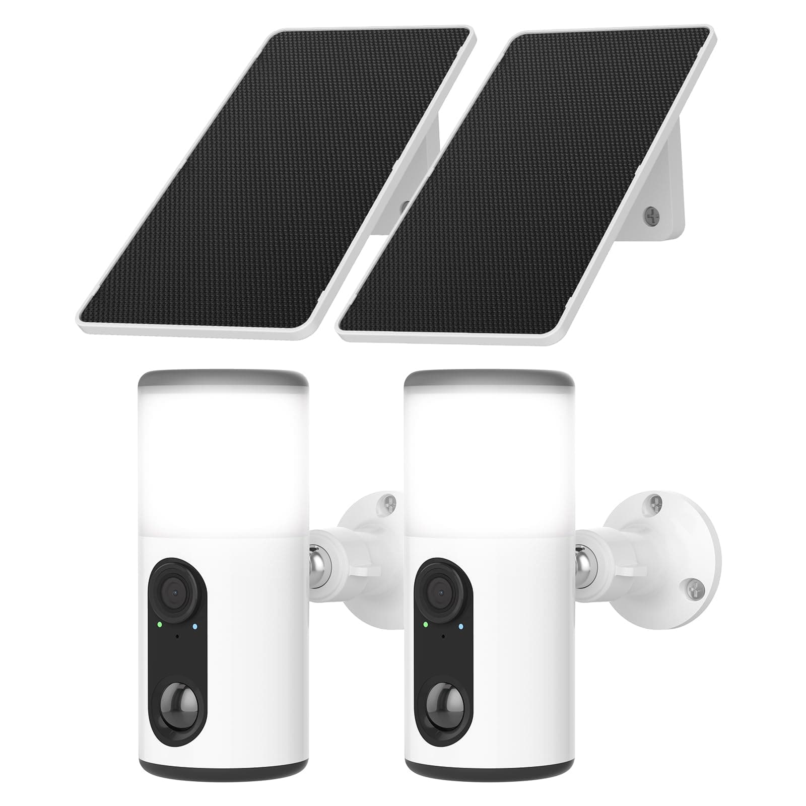 ANRAN 2K Cámara Vigilancia WiFi Exterior con Luz de Pared, Seguridad Cámara Inalámbrica con Panel Solar+Bateria Recargabl, luz activada por Movimiento, Detección PIR, Visión Nocturna Color, IP66, 2PCS
