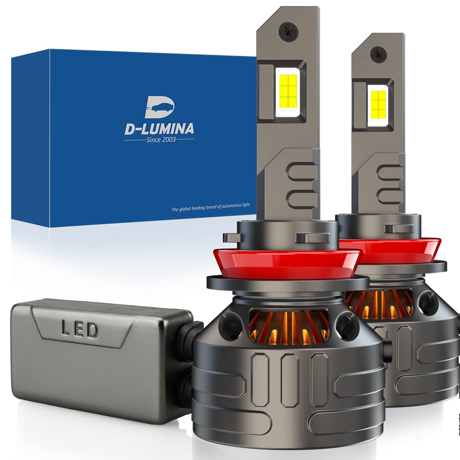 D-Lumina Lampadina H8/H11 LED Canbus 160W 30000LM,Chip CPS 6500K 500% Brillante,Funziona Sia Per Con Lenticolari Che Senza Lenticolari,Raffreddamento con Tubo di Rame Spesso,2 pezzi