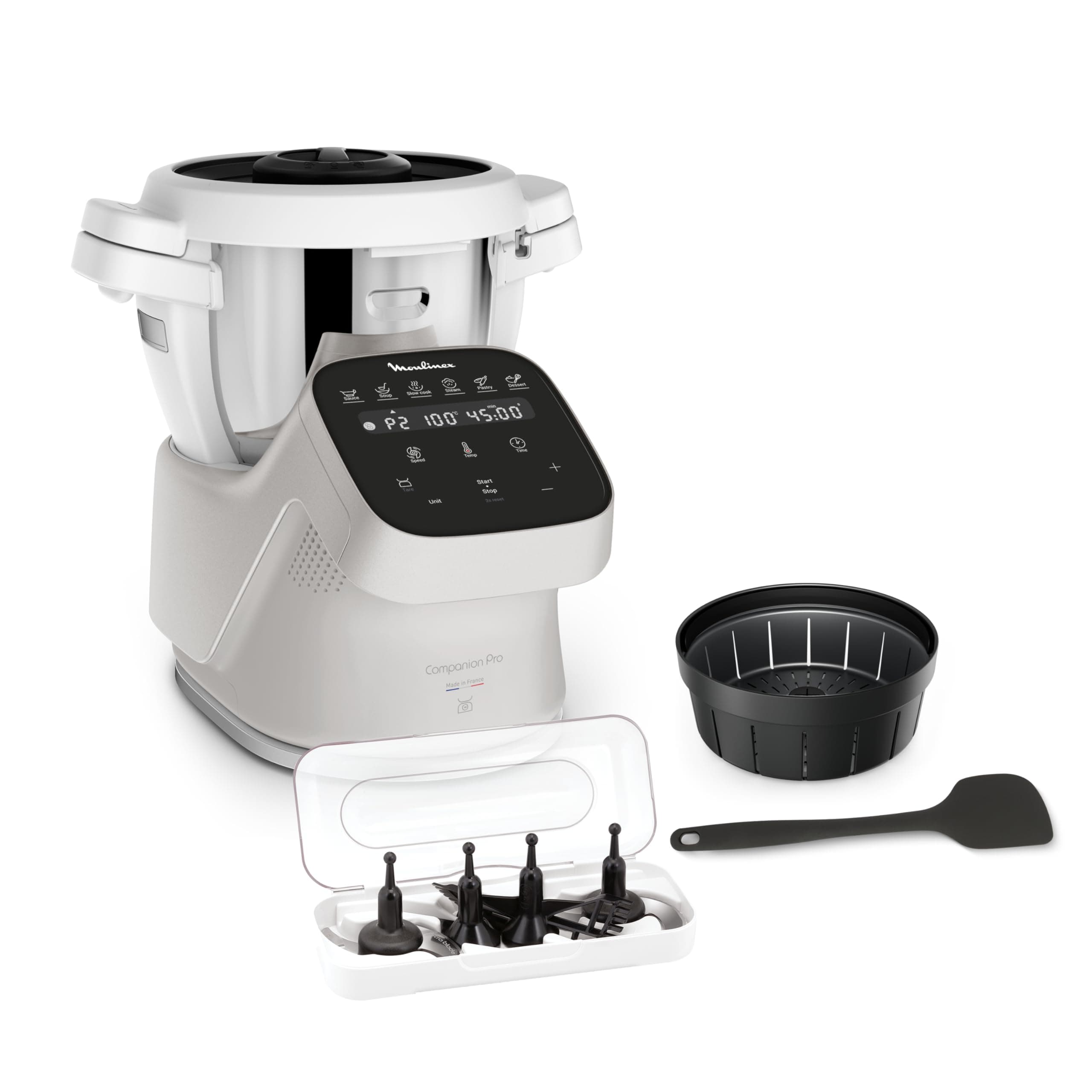 Moulinex Robot cuiseur, Capacité 4,5 L, 15 modes, Mode manuel, Balance intégrée, Silencieux, Application Moulinex, Recettes illimitées, Fabriqué en France, Companion Pro, HF850BF0