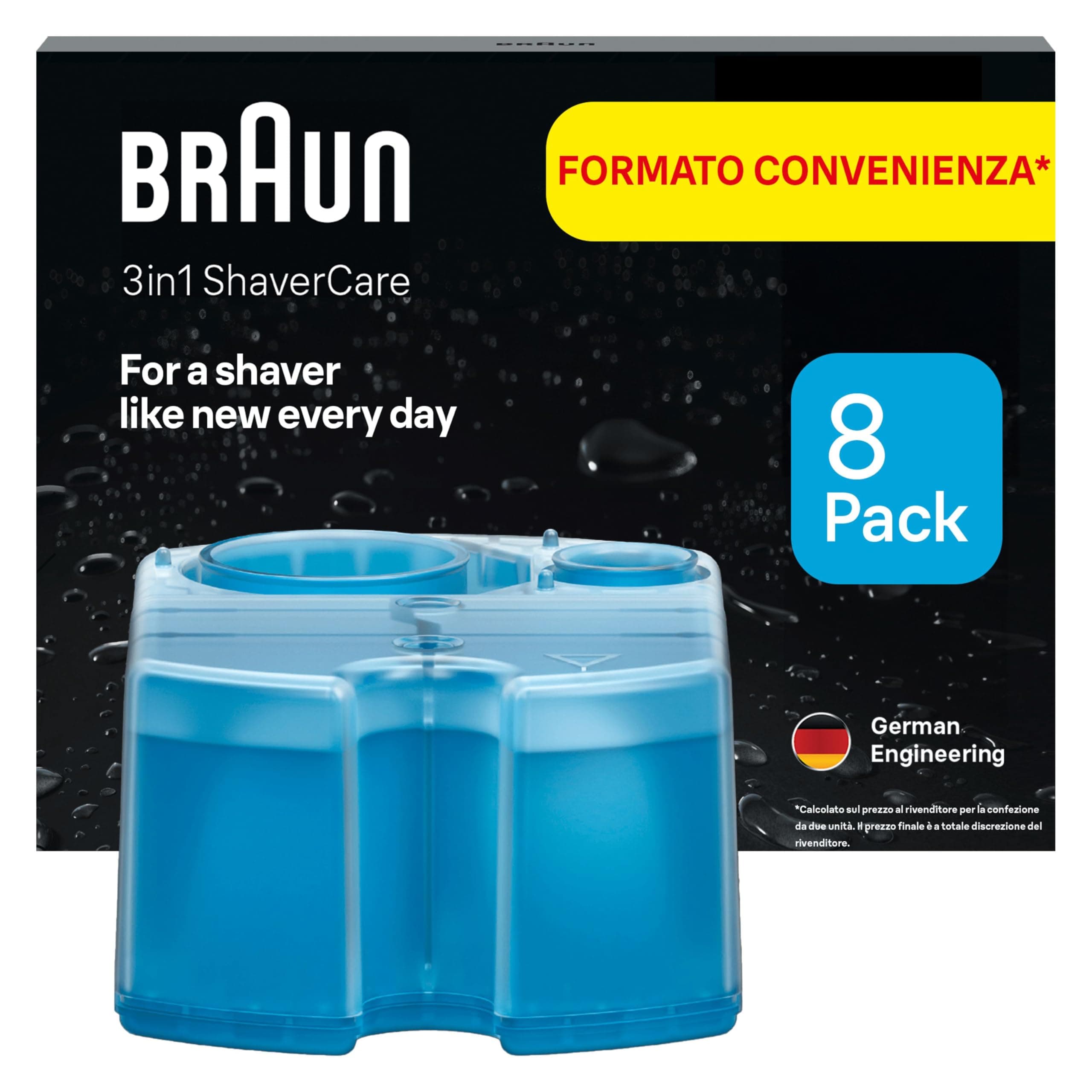 Braun ShaverCare 3In1 CCR 8 Cartucce Di Ricarica Originali Per Stazione SmartCare, Pulisce Rasoio Elettrico Barba, Igienizza Regolabarba Uomo, Profumo Fresco Di Limone, Pacco Da 8