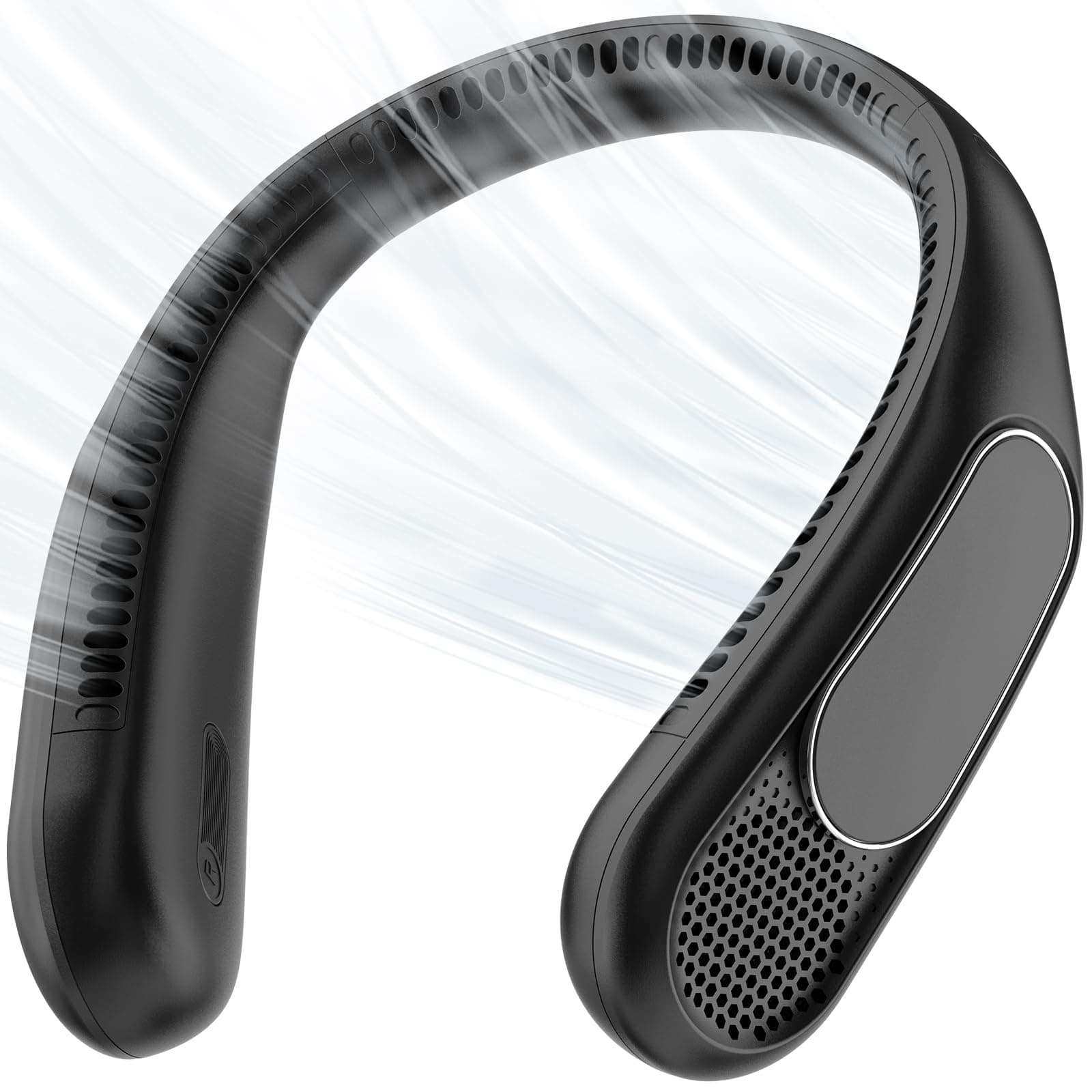 anysun Ventilateur de Cou, Ventilateur Portable avec 66 Sorties d’Air, Flux d’Air 360°, 4 Vitesses, 6000mAh Rechargeable USB, Ventilateur Mains Libres Léger et Confortable pour Bureau, Voyage, Trajet