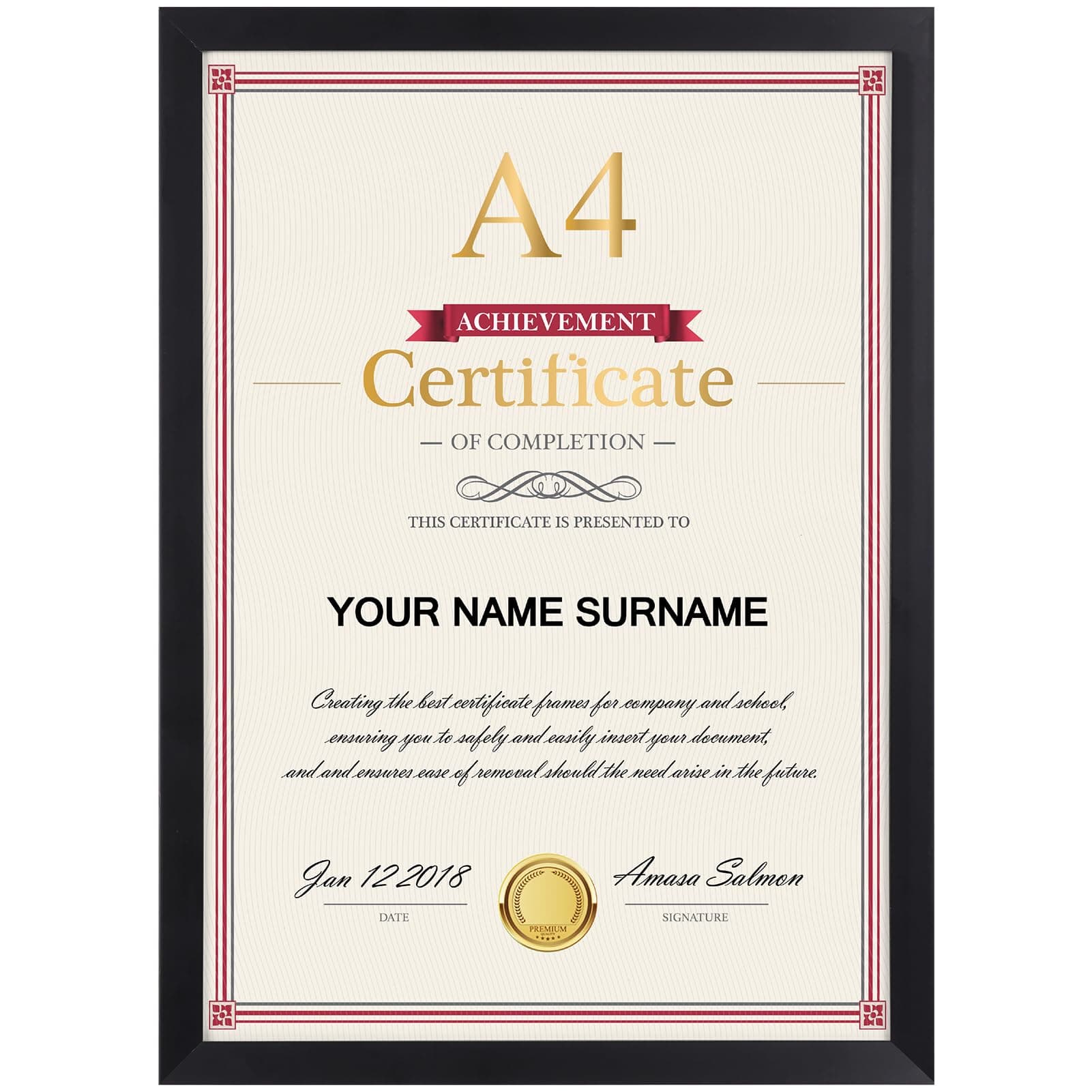 Giftgarden Cadre A4 Noir, Cadre Photo A4 Élégant pour Photos, Posters, Document - Affichage Vertical et Horizontal, Léger et Sûr, 21x29.7 cm