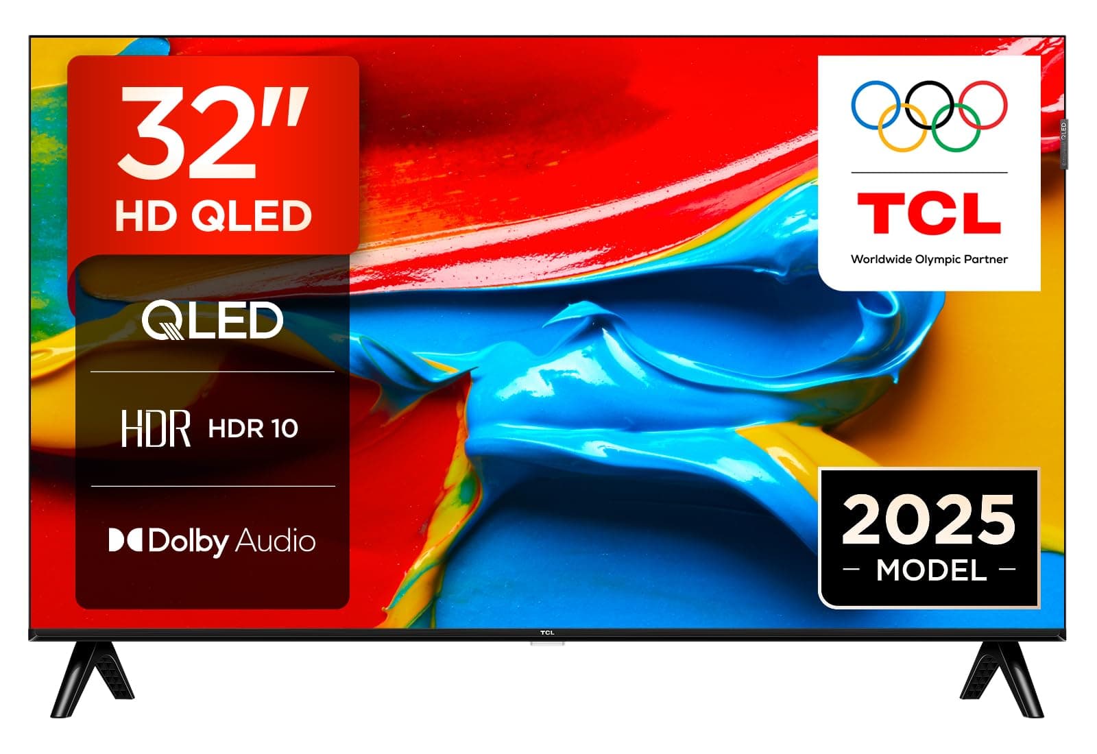 TCL TV 32V4C - 32" HD Smart QLED Direct LED con Android TV e HDR - Compatibile con Google Cast e Google Home, Design Delgado