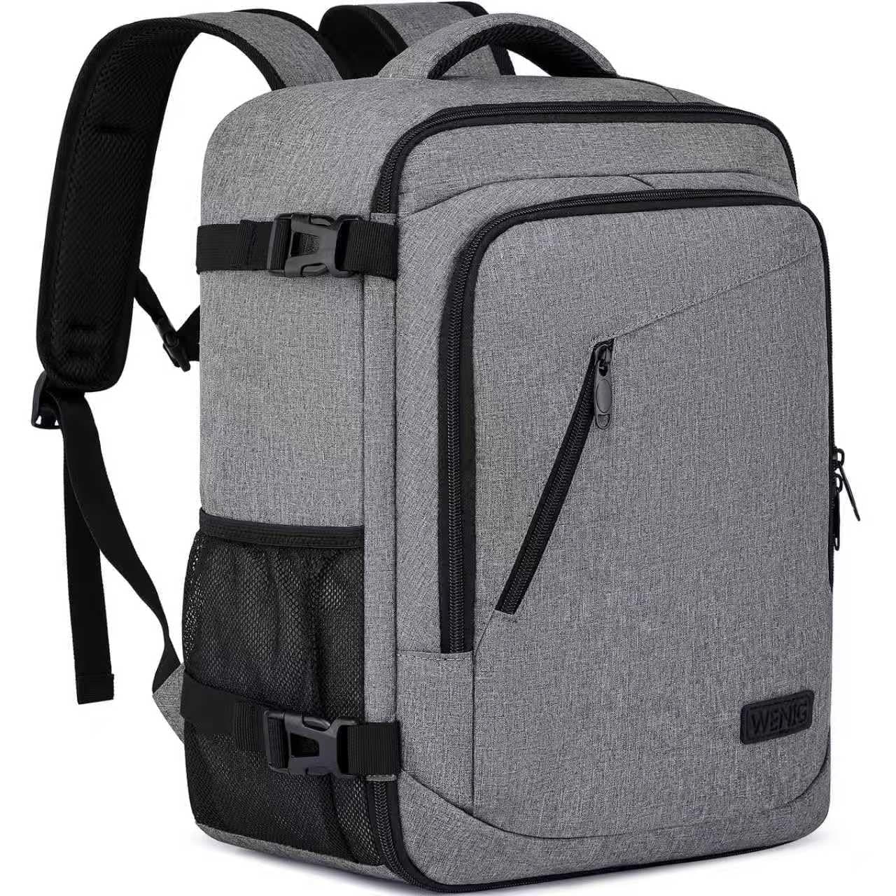 40x30x20 Ryanair EasyJet Eurowings Wizz Air Sac à Dos Voyage Cabine Avion 24L Bagage à Main avec USB Charging Port Sac à Dos Ordinateur Portable 14 Pouces Homme Femme Noir Gris