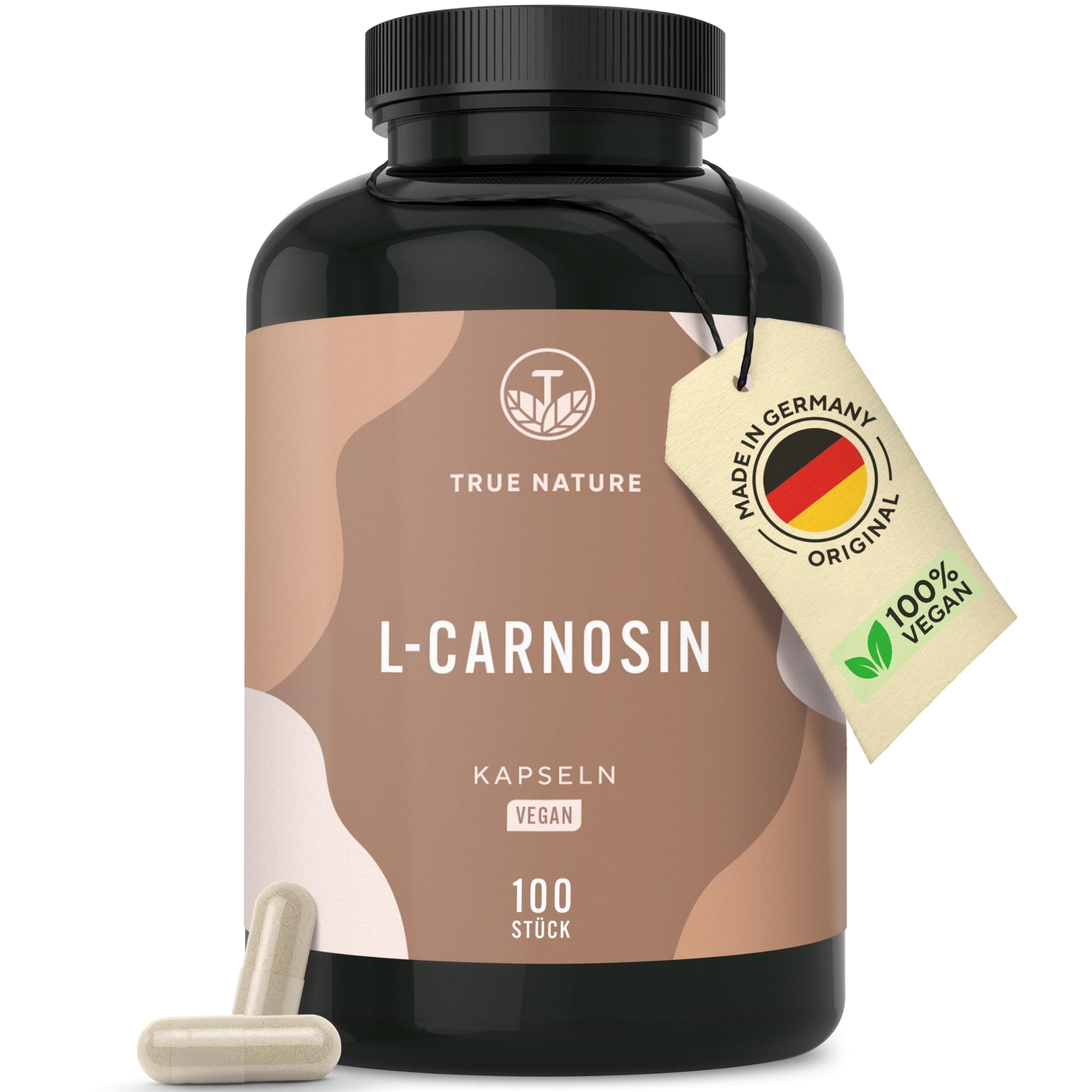 L-Carnosin | 1.000 mg Tagesdosis – 100 Kapseln für 50 Tage – Vegan, frei von Gluten & Laktose, ohne künstliche Zusätze – TRUE NATURE
