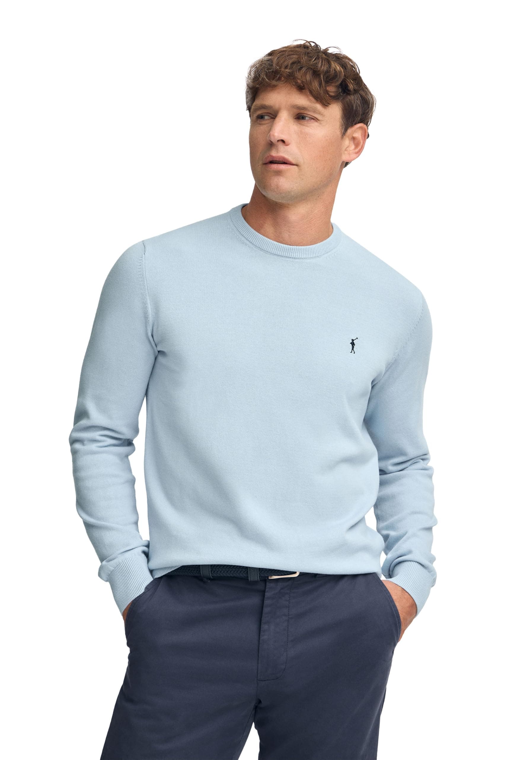Polo Club Maglione a Treccia da Uomo con Logo e Scollo Tondo