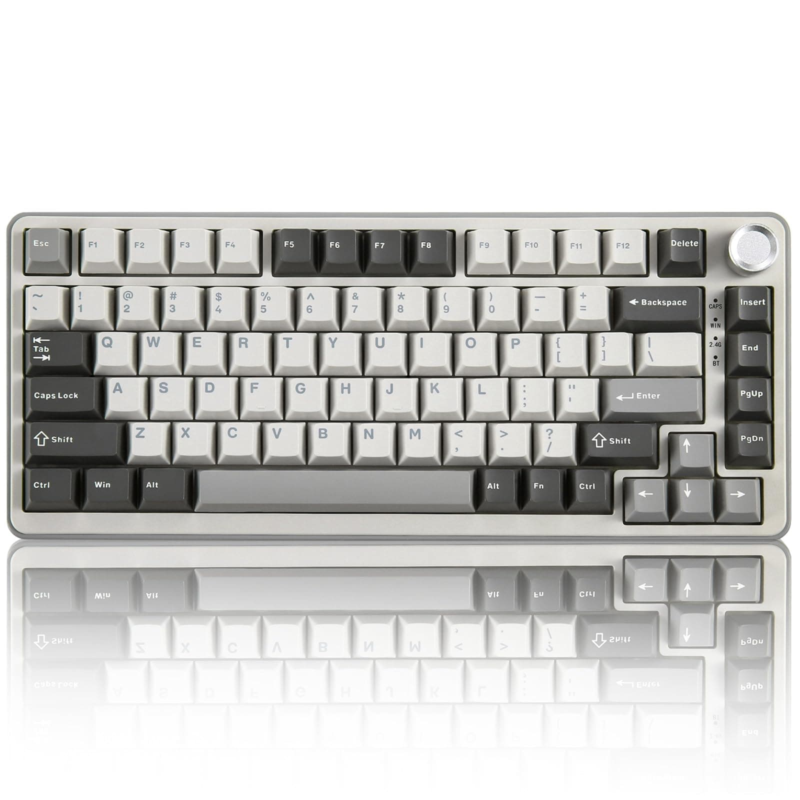 YUNZII B75 Pro Teclado Mecánico Inalámbrico,75% Teclado para Juegos Hot Swap Hot Swap Custom Teclado con Knob,Pre-lubed Switches RGB,BT/Tipo-C/2.4G Teclado (Gray, Milk Switch)