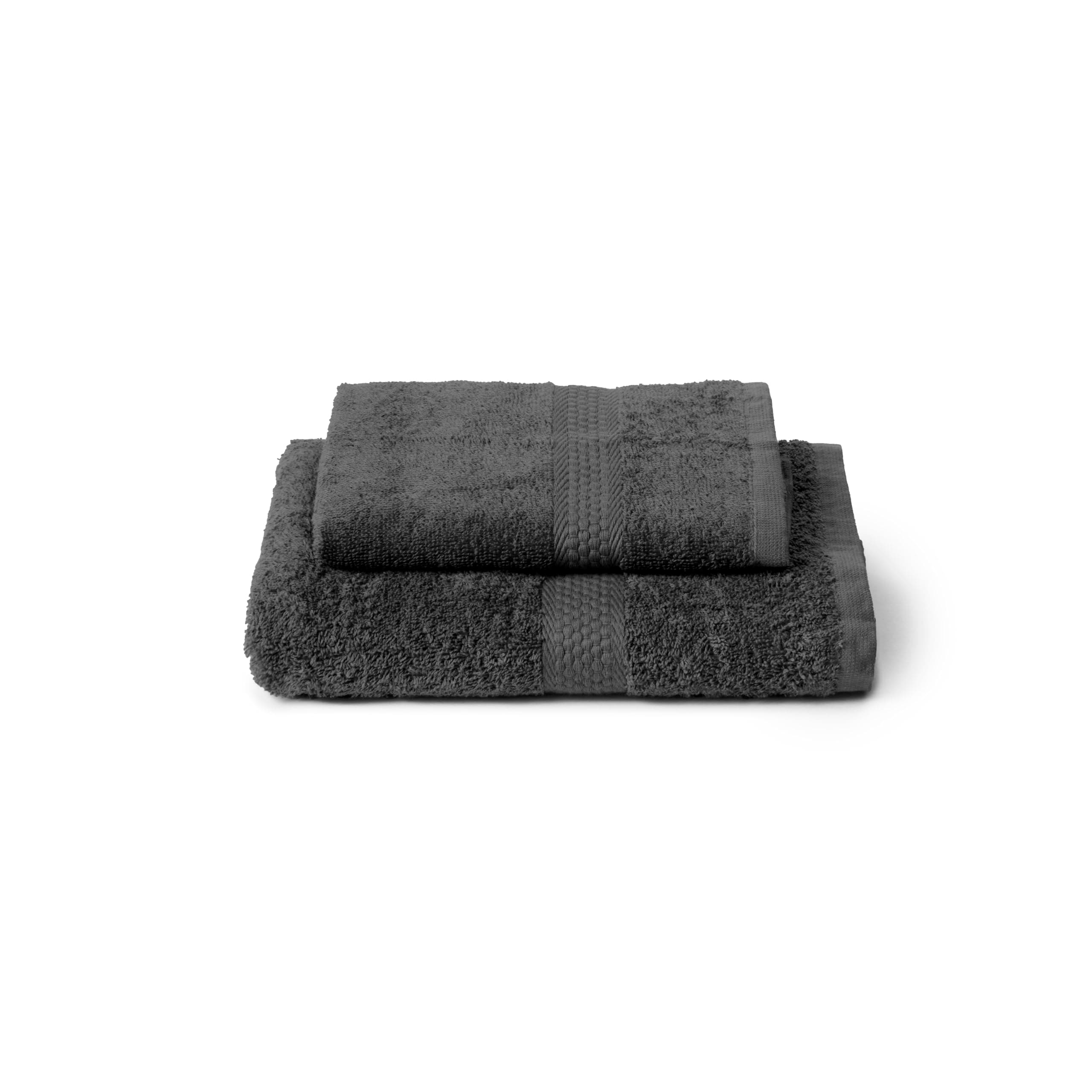 Caleffi Set Asciugamani Bagno Viso e Bidet in Cotone, Asciugamani Resistente a Lavaggi, Include 1 Asciugamano Viso 55x100 cm e 1 Asciugamano Bidet Ospite 40x60 cm, Asciugamani 2 Pezzi, Antracite