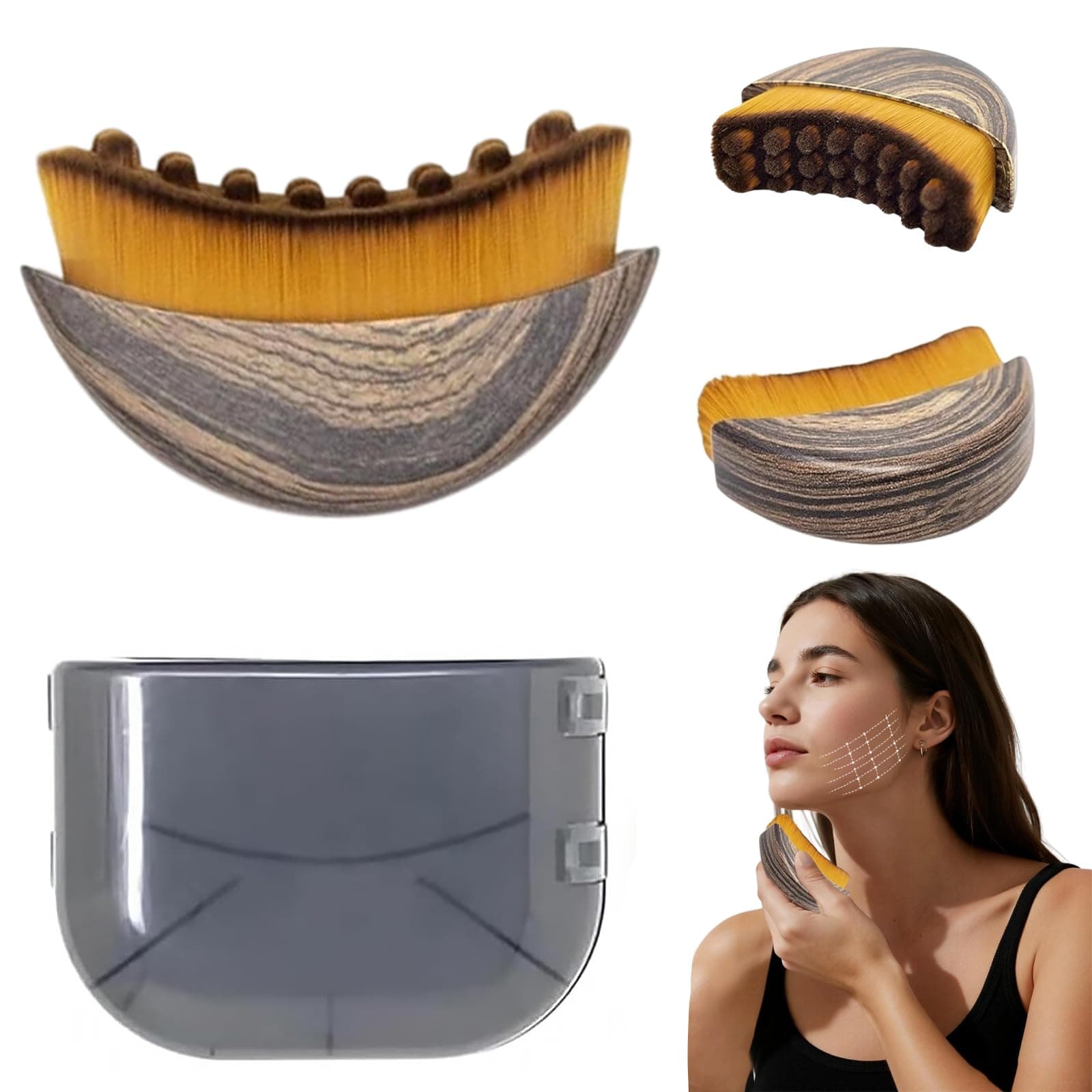 Cepillo Facial Drenaje Linfatico, Cepillos Faciales Exfoliantes, Cepillo Facial de Cepillado en Seco para Limpieza Reducción De Hinchazón. Diseño Ergonómico para Ajustarse a la Piel con Precisión.