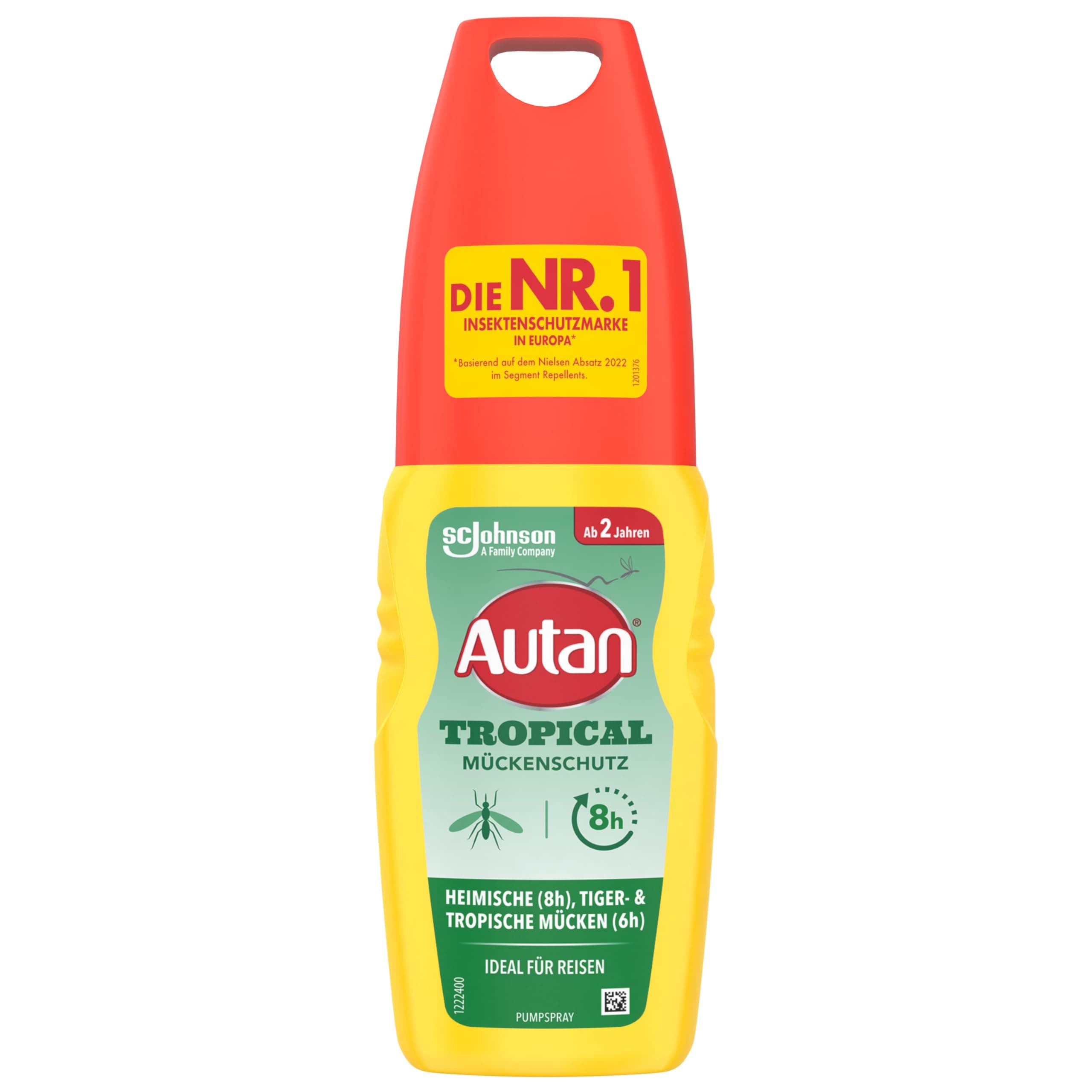 Autan Tropical Pumpspray, Mückenschutz für Körper & Gesicht, Travel Essentials, 1er Pack, (1 x 100 ml)