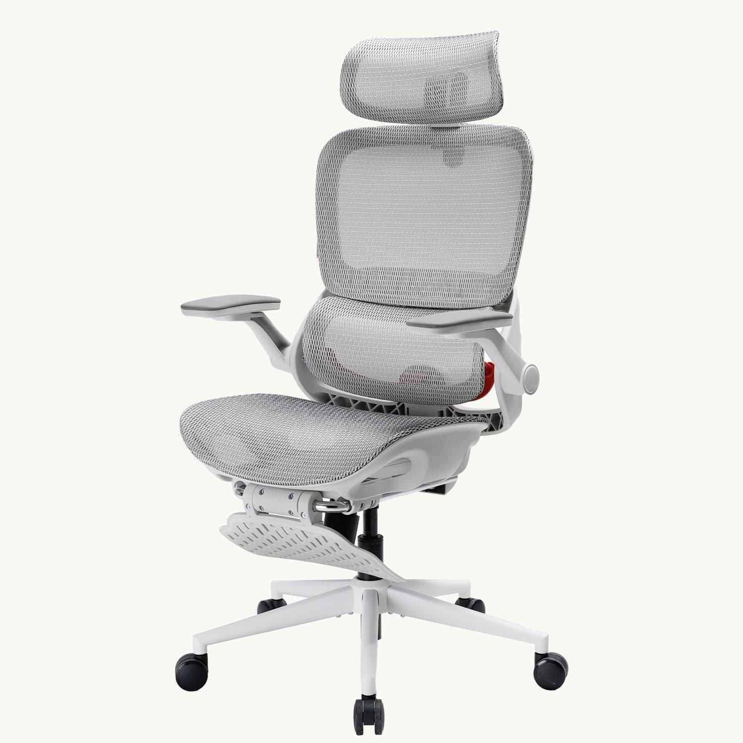 SIHOO B100 Pro JT Fauteuil de Bureau Ergonomique, Maille Respirante, Support Lombaire 4D, Appui-Tête 3D, Accoudoirs 4D, Inclinaison 90-135°, Gris/Blanc (avec Repose-Pieds)