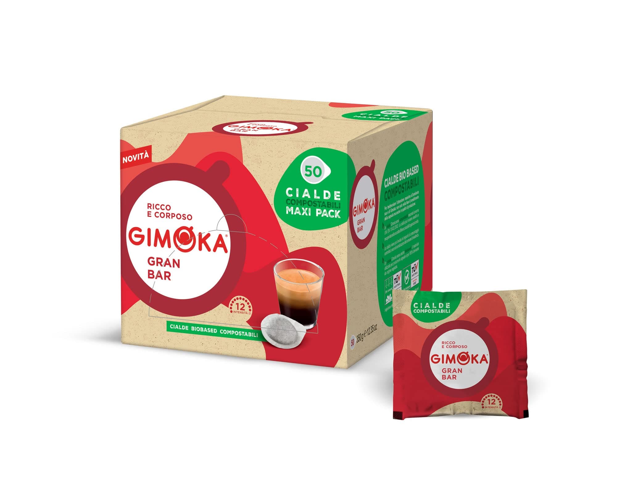 Gimoka - Kompatibel Für Easy Serving Espresso - Cialde Ese 44-50 Kaffeepads - Geschmack GRAN BAR INTENSO - 12 - In Kompostierbarem Papier
