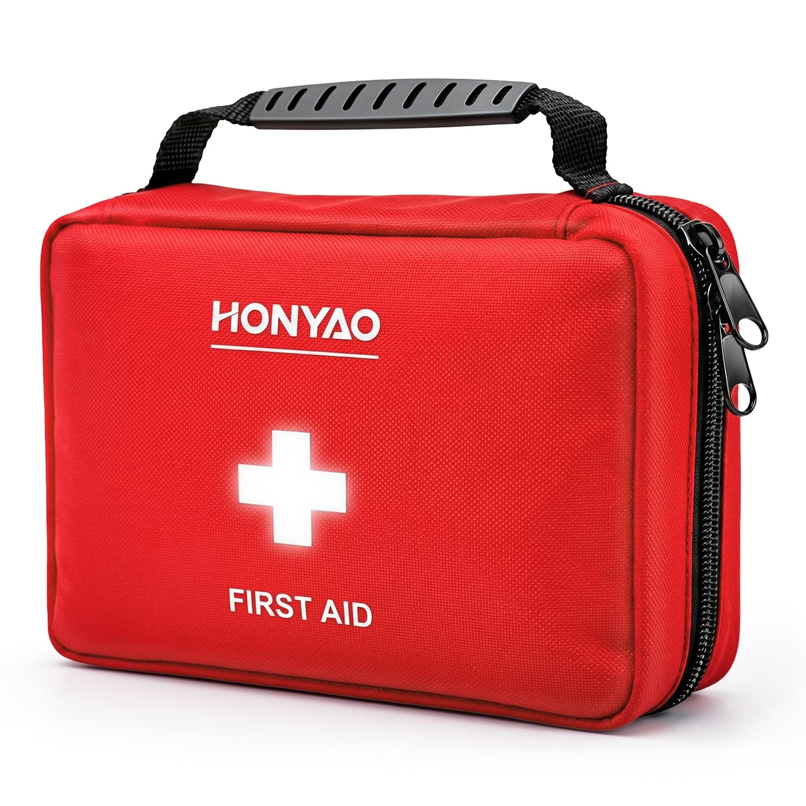 HONYAO Trousse de Premier Secours 222 Pièces, Kit Premier Secours Complète, Trousses de Secours pour Maison Voiture Travail Sport Bateau Voyage Camping Randonnée, Rouge