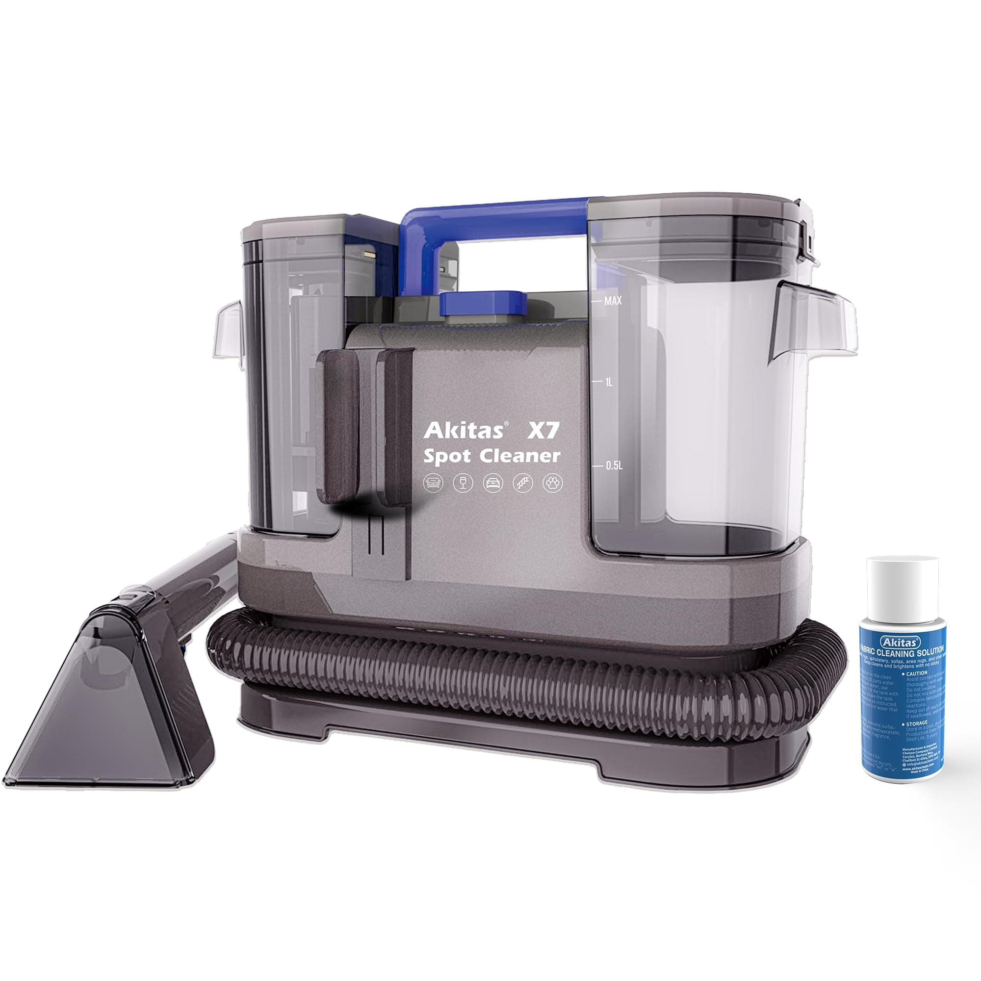 Akitas X7 600W Shampouineuse Canapé avec Fonction Autonettoyante, Aspiration 14kPa, Poils d’Animaux, Nettoyeur Tapis, Matelas, Voiture, Réservoir Double