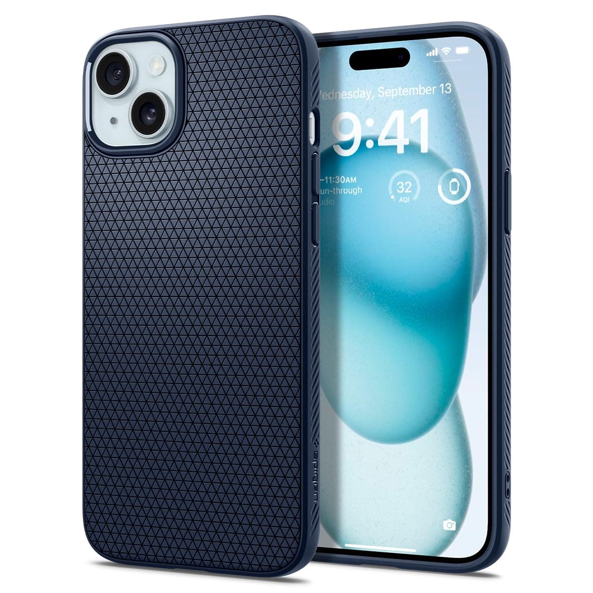 Spigen Hülle für iPhone 15 Liquid Air Case Handyhülle Schutzhülle Cover Dünn Slim -Navy Blue