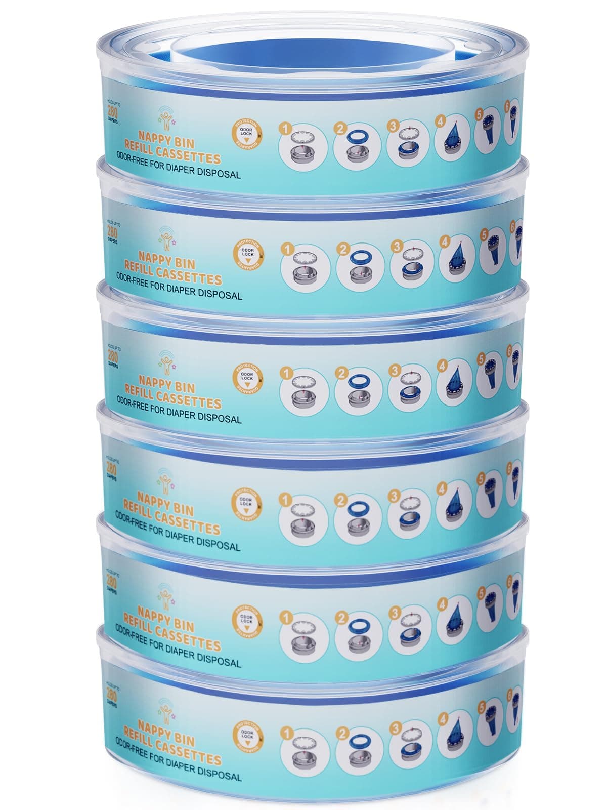 6 Pezzi Ricarica Mangiapannolini – PARPAT Ricariche Compatibili con Secchio per Angelcare, per Maialino, per Foppapedretti e per Litter Locker II – Tenuta Stagna Antiodore