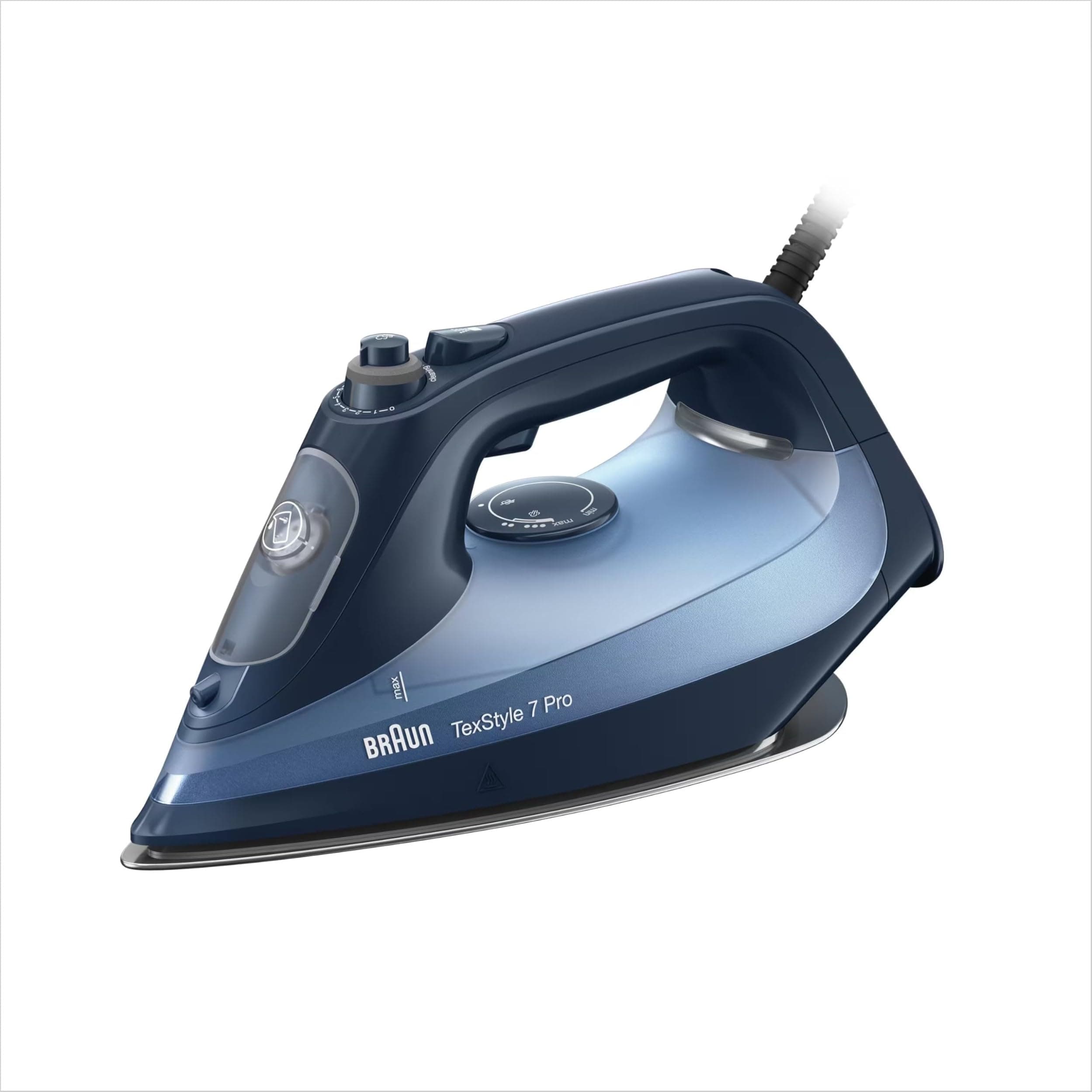 Braun TexStyle 7 Pro SI7160BL, Ferro da Stiro con 5 anni di assistenza, Piastra FreeGlide 3D EloxalPlus, colpo vapore 225g/min, Punta di Precisione, Autospegnimento, Serbatoio 300ml, Blu