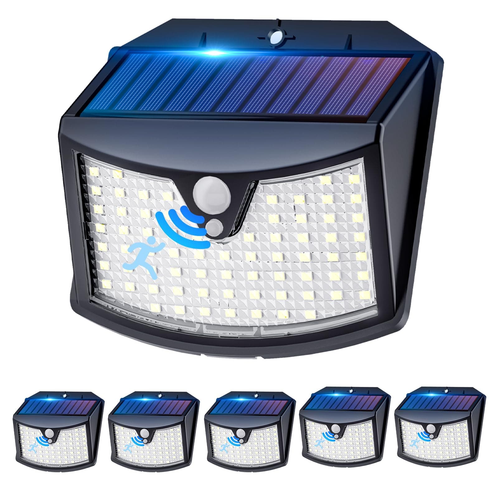 Giliwosy Luce Solare Led Esterno, 3 Modos IP65 Impermeabile Faretto LED da Esterno con Sensore di Movimento, Lampada Solare da Esterno per Giardino, Parete, Garage (6 Pezzi Bianco Freddo)