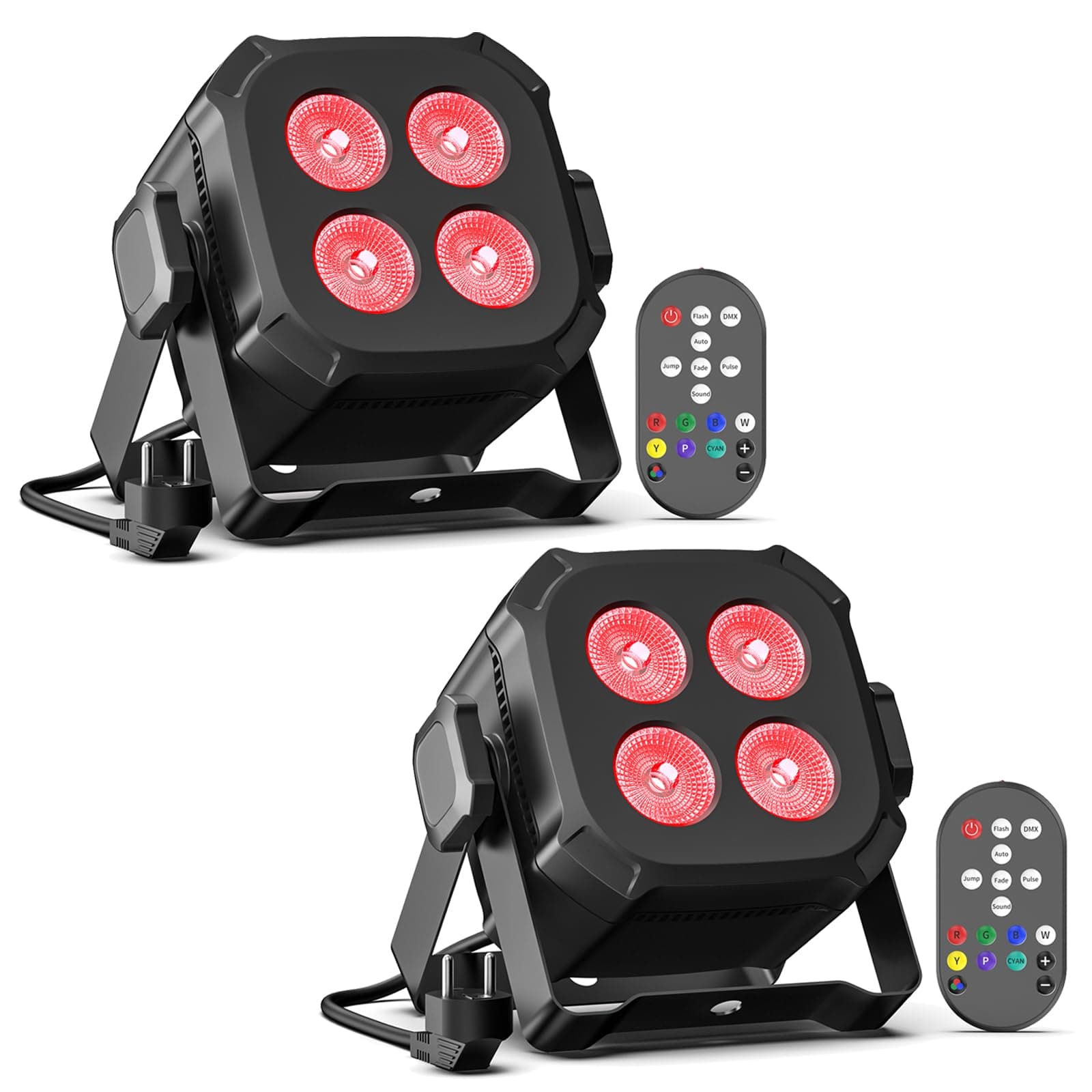 Rtktoup 2PCS RGBW Foco Par LED, 40W Luces Discoteca DMX 4/8CH con Control Remoto/Sonido Activado Luz de Escenario, Luces Fiesta para DJ, Bar, Boda, Halloween, Navidad
