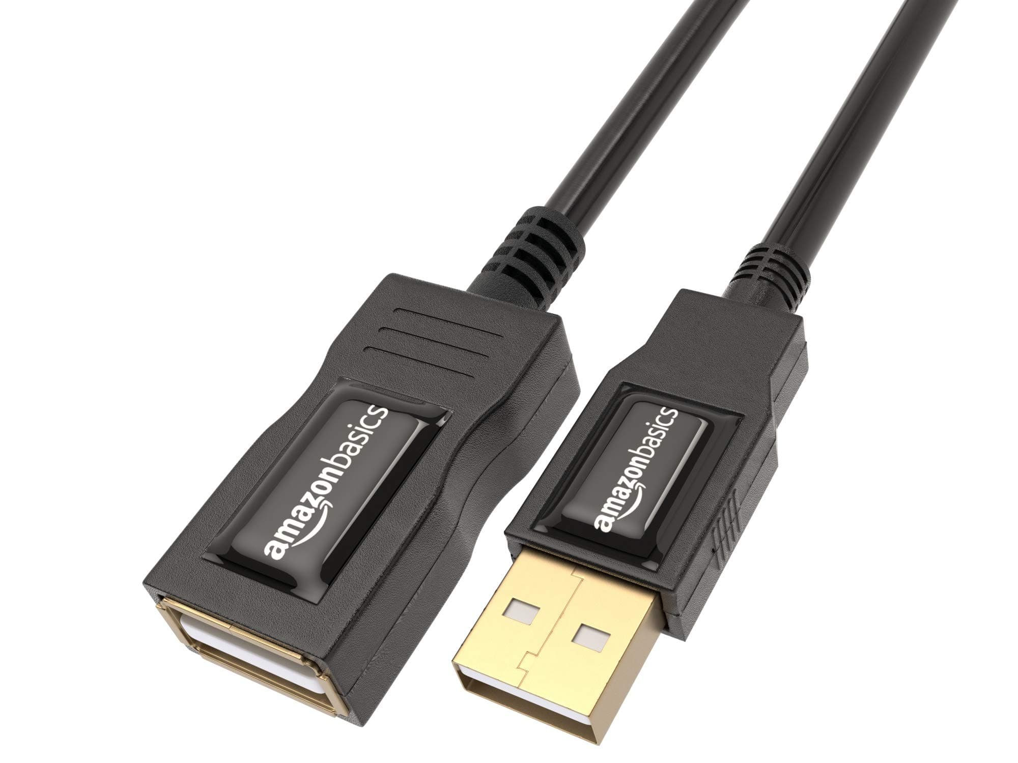 AmazonBasics 7GV4 USB-A 2.0 Stecker auf A-Buchse Verlängerungskabel (1 m), Schwarz