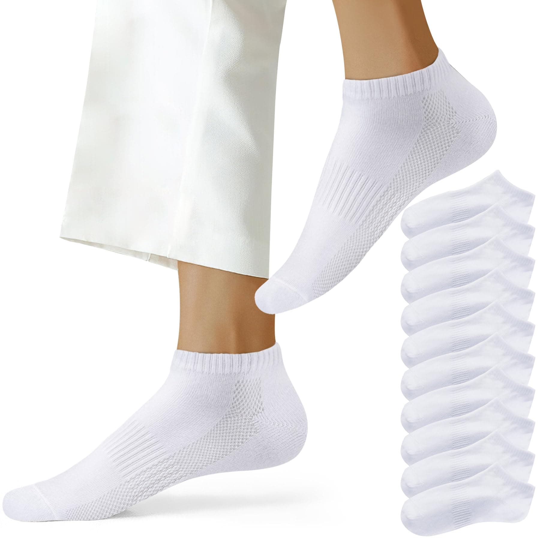 NUOZA Chaussette Homme Femme de 10 Paires Sport OEKO-TEX Standard 100 Coton Socquettes Respirant Courtes Unisexe