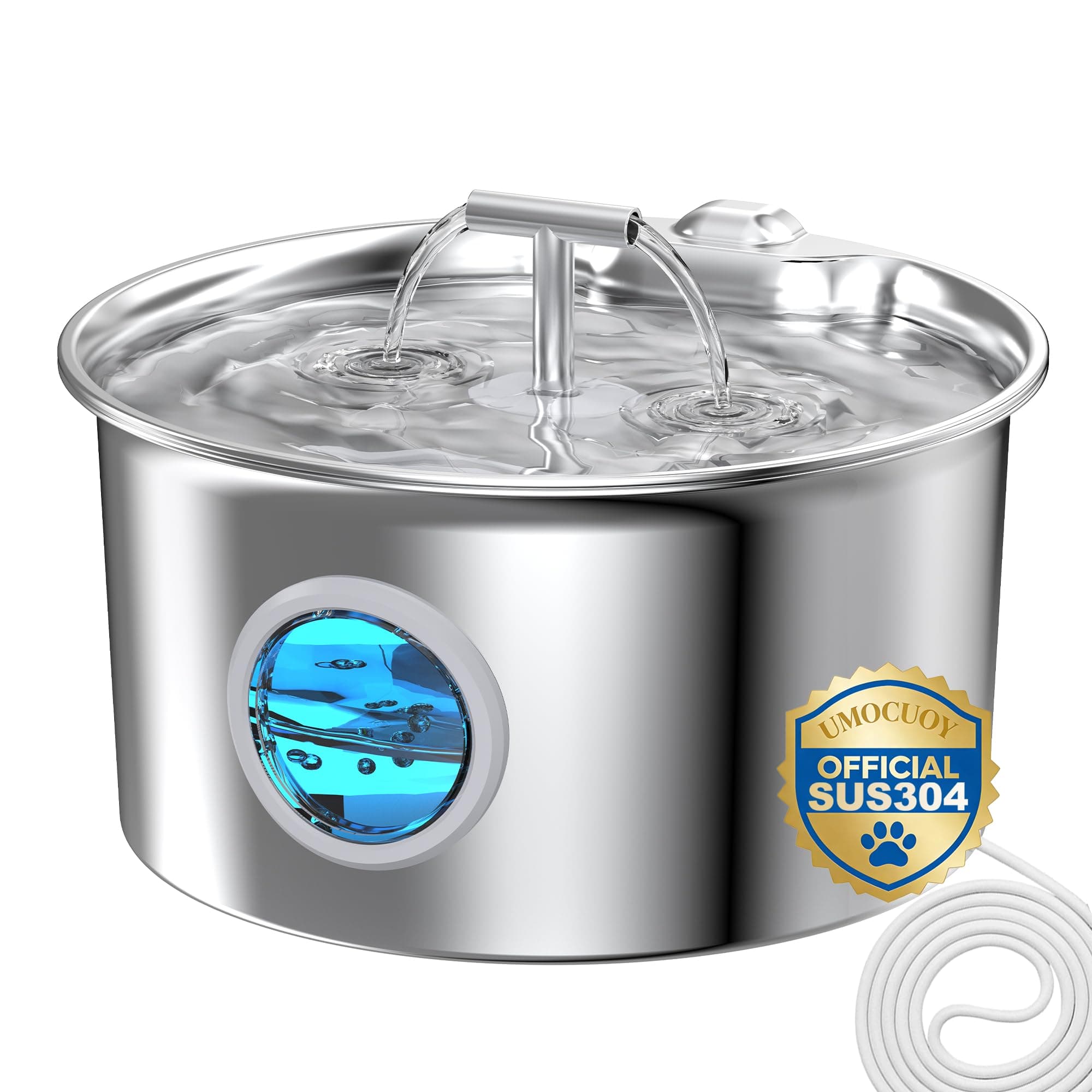 Fuente de Agua para Gatos de Acero Inoxidable: Fuente de Agua para Gatos - Fuente de Agua para Gatos de Interior - Cuenco Dispensador Automático de Agua para Mascotas