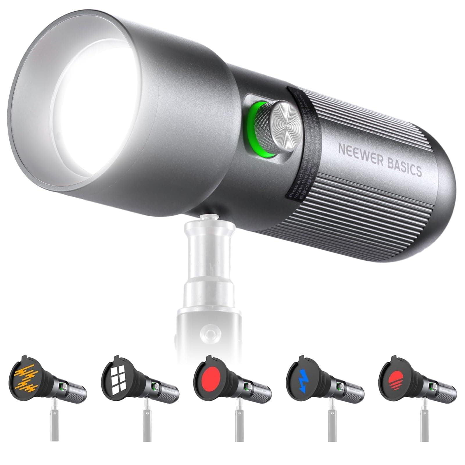 NEEWER Basics RGB Linterna Fotografía Flashlight,4 Color/20 Filtro Gobo/CRI95+/7500 mAh,10W 6300K Foco LED Portátil Vídeo Ambiental Aluminio Efecto Atardecer para Iluminación Estudio Grabación, FL10