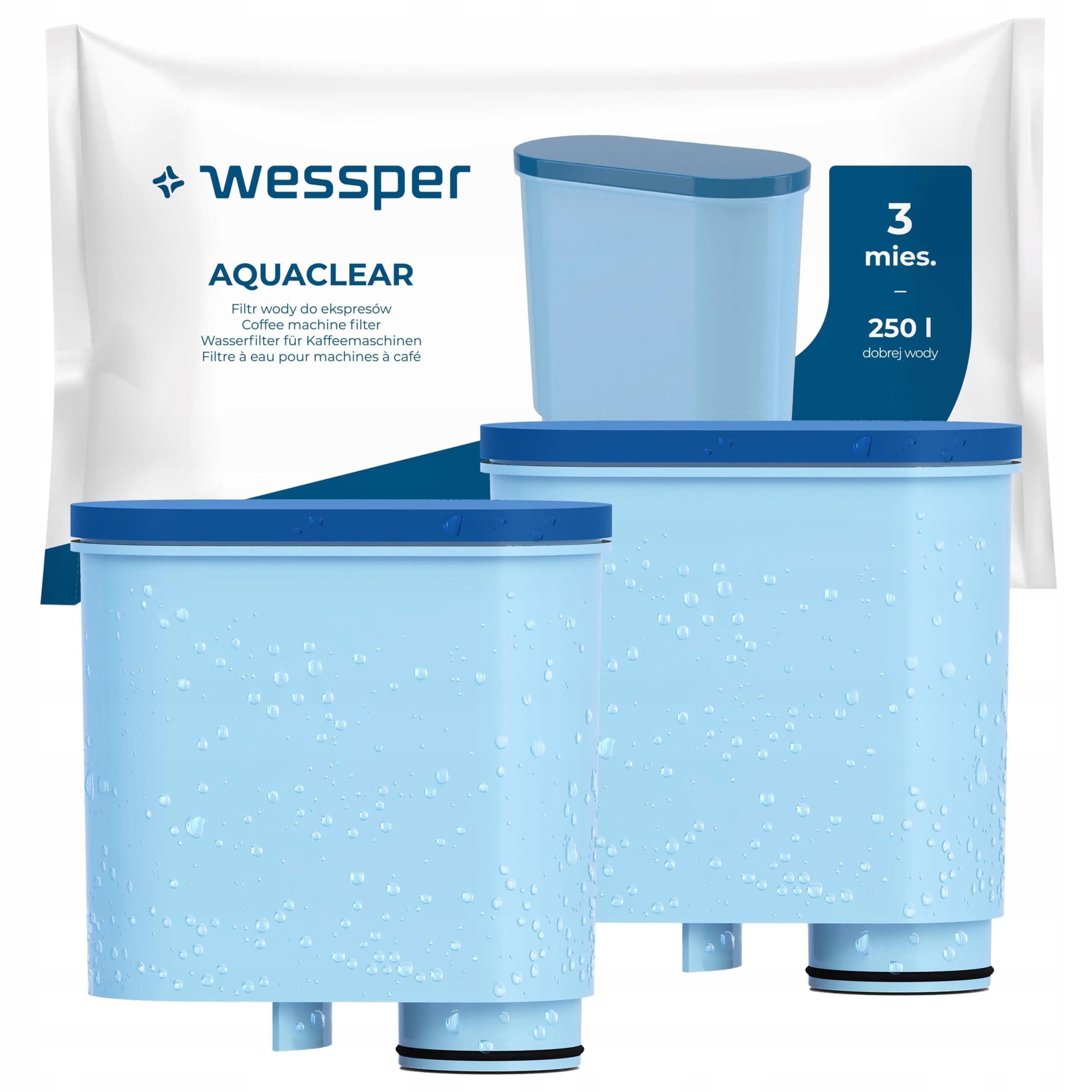 Wessper Wasserfilter Kartuschen Kompatibel mit Philips Aquaclean CA6903/10 CA6903/22 CA6903 und Saeco Kaffeemaschine, Filterpatrone mit Aktivkohle für Kaffeevollautomat - 2er Pack