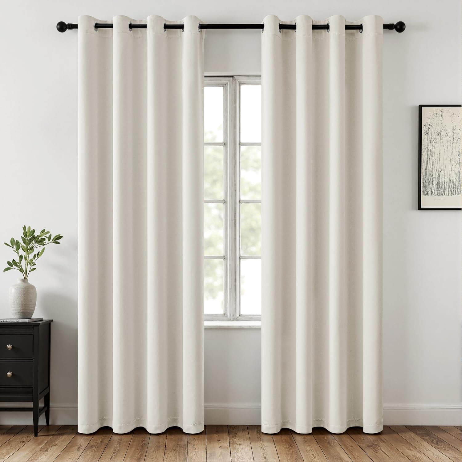 MIULEE Verdunklungsvorhänge Elfenbeinweiß Vorhänge Blickdicht 2er Set 215 cm Lang, Gardinen Fenster Abdunkeln Ösen Wohnzimmer Schlafzimmer, Fenster Vorhang Verdunkelung Thermovorhang H 215 x B 140