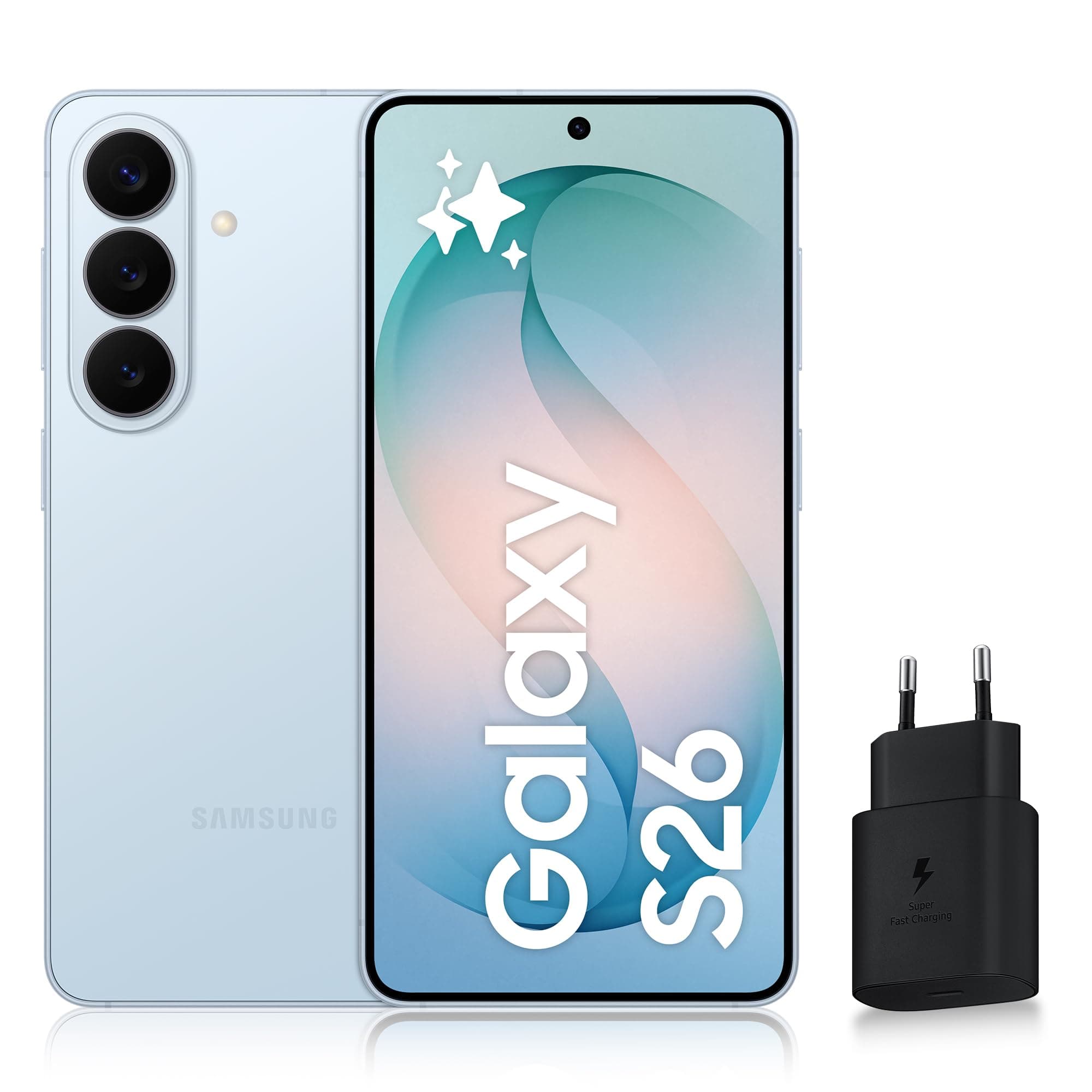 Samsung Galaxy S26, Smartphone Android 5G avec Galaxy AI, 256 Go, Chargeur Secteur Rapide 25W Inclus, Smartphone déverrouillé, Bleu, Version FR