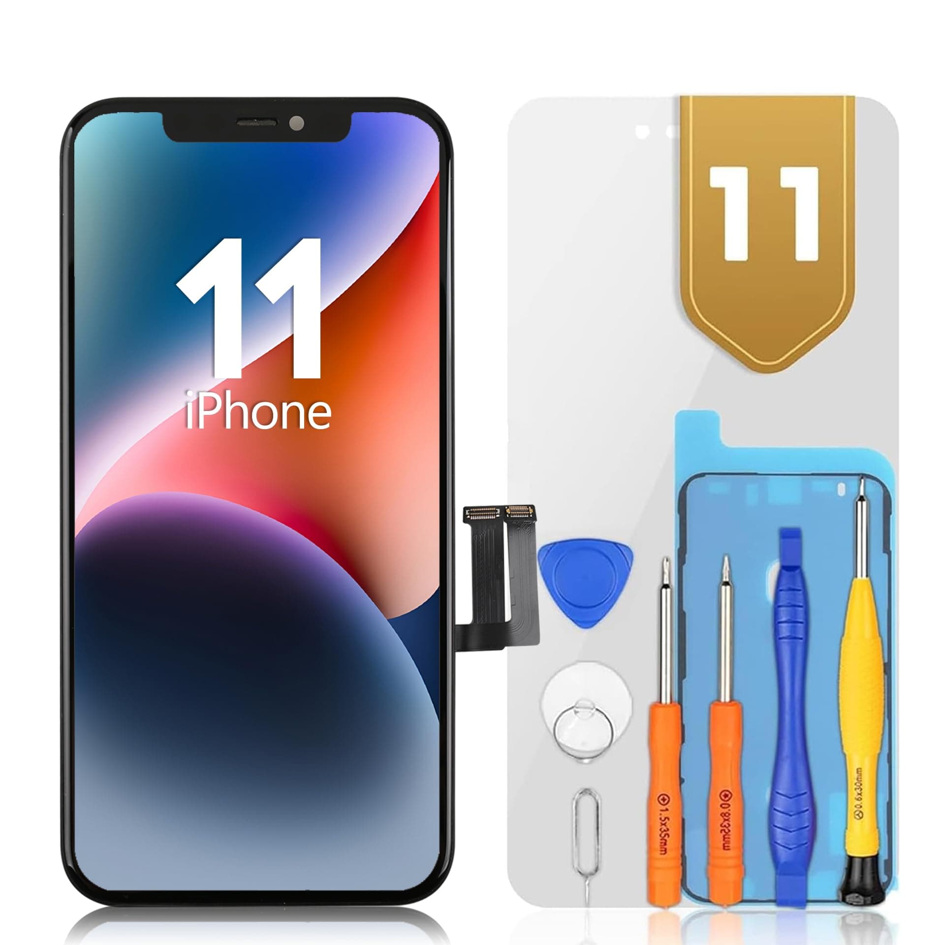 bokman Écran pour iPhone 11, 6.1 Pouces LCD Affichage FHD et Remplacement de l'écran Tactile (Face ID, True Tone Programmable)