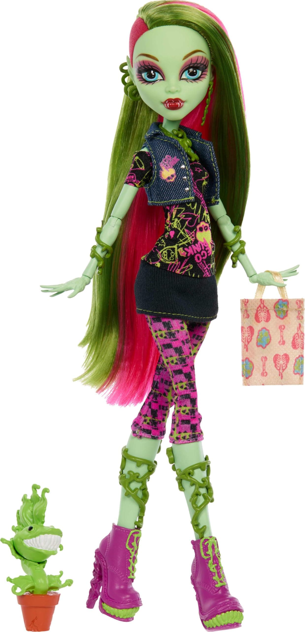 Monster High Boo-riginal Creeproduction Venus McFlytrap Muñeca, reproducción Coleccionable con Soporte, Diario y Mascota Chewlian, JHK58