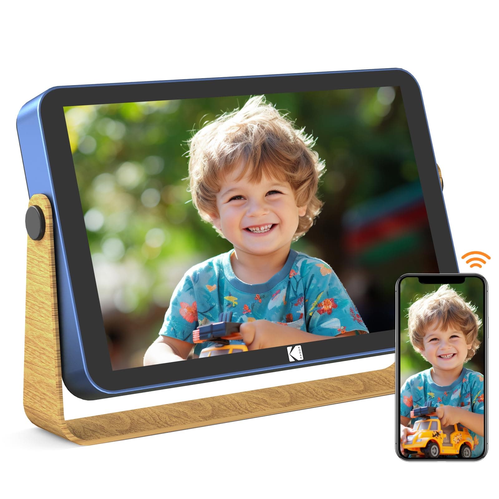 KODAK Marco de Fotos Digital de 10 Pulgadas WiFi Marco Digital con Bateria Recargable, Memoria Integrada de 32GB, HD IPS Touchscreen, Fácil Configuración para Compartir Fotos y Vídeos via USB o App