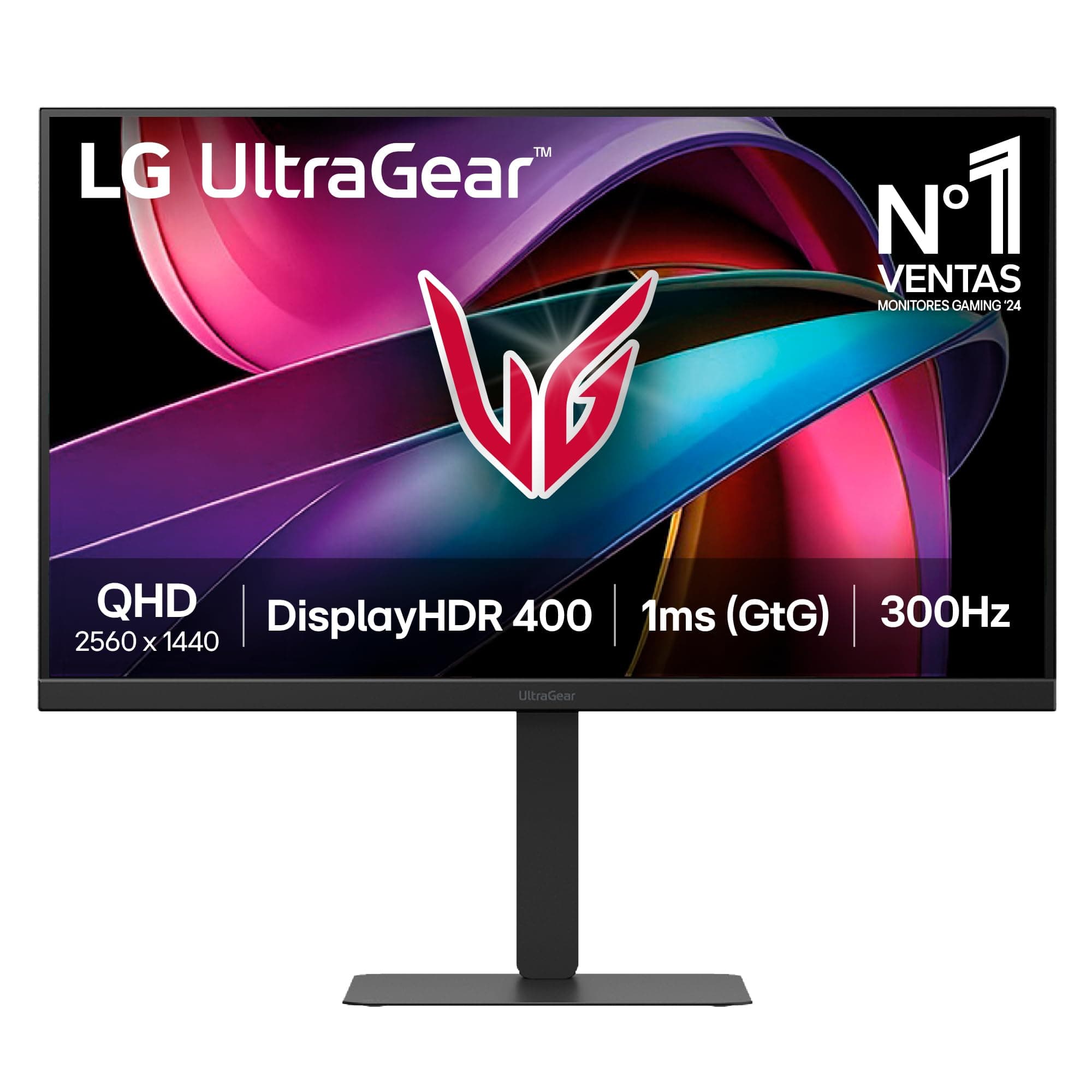 LG 27G640A-B - Monitor Gaming Ultragear, 27", QHD (2560 x 1440), Panel IPS, 300 Hz, 1 ms (GtG), G-Sync Compatible y FreeSync Premium, HDR10, Altura Regulable