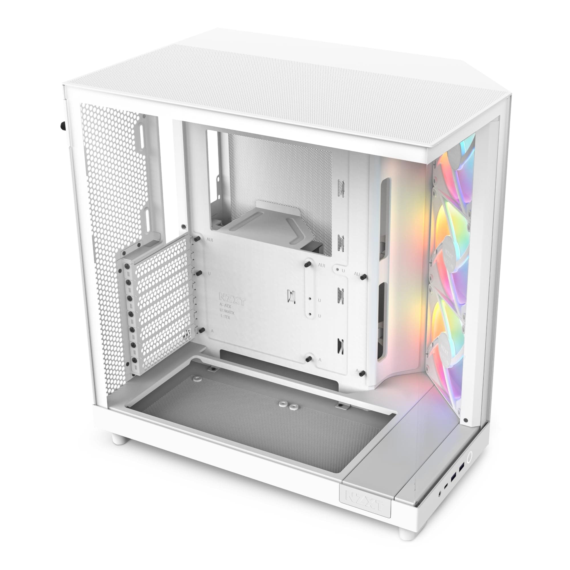 NZXT H6 Flow RGB , CC-H61FW-R1 , Kompaktes Mid, Tower Gehäuse mit zwei Kammern , Inklusive 3 x 120 mm , Lüfter RGB , Glaspaneele mit Panoramablick , Hochleistungs, Airflow Panels , Weiß