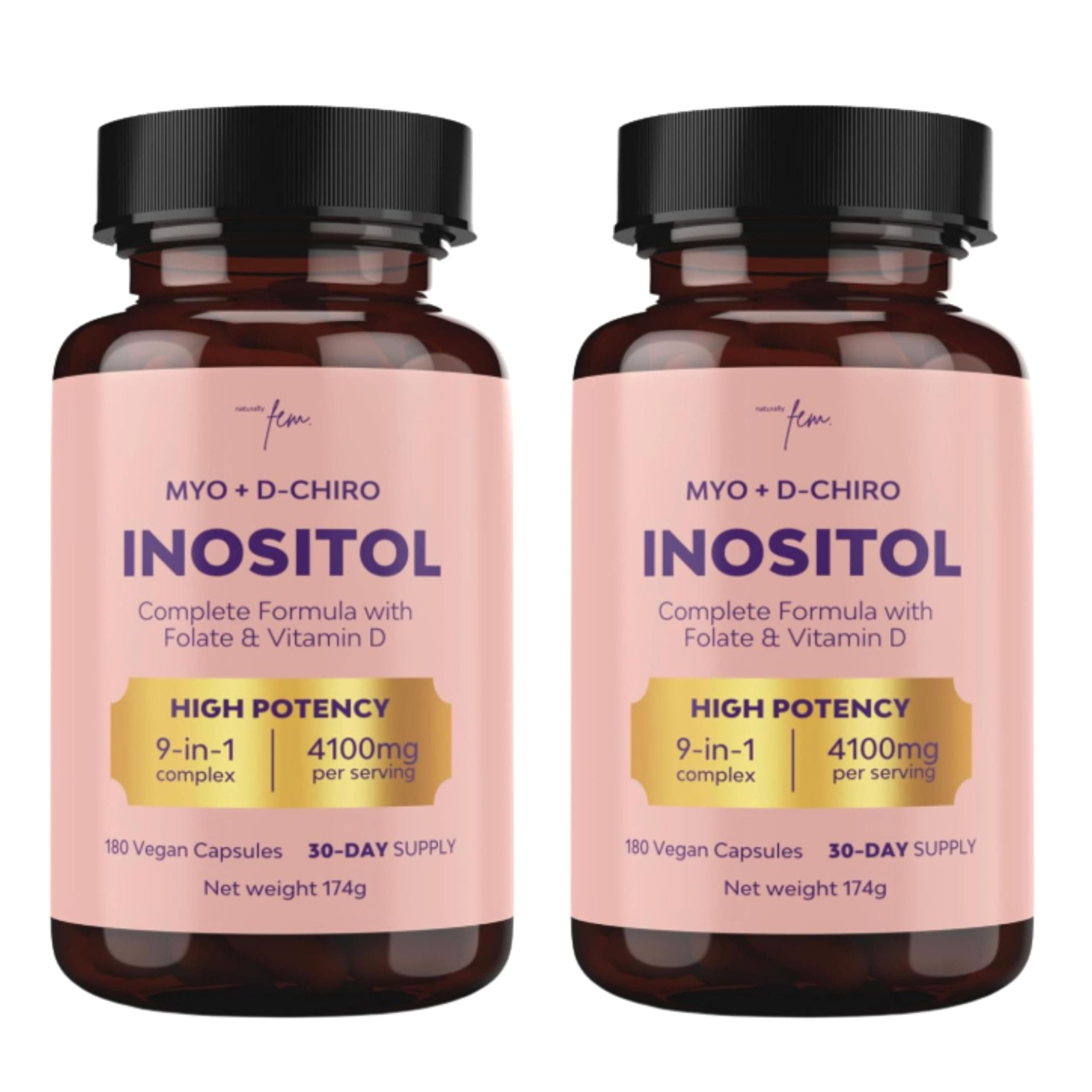 Inositol Myo y D-Chiro PCOS 4100 mg – Doble Pack (2 Unidades) – Función Metabólica y Equilibrio Hormonal – 9 en 1 con Folato 5-MTHF, Cromo, Zinc, Vitaminas B6, B12 y D3