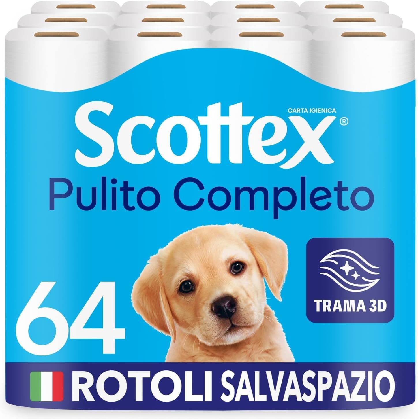 Scottex Pulito Completo Carta Igienica, Morbida e Resistente, 64 Rotoli