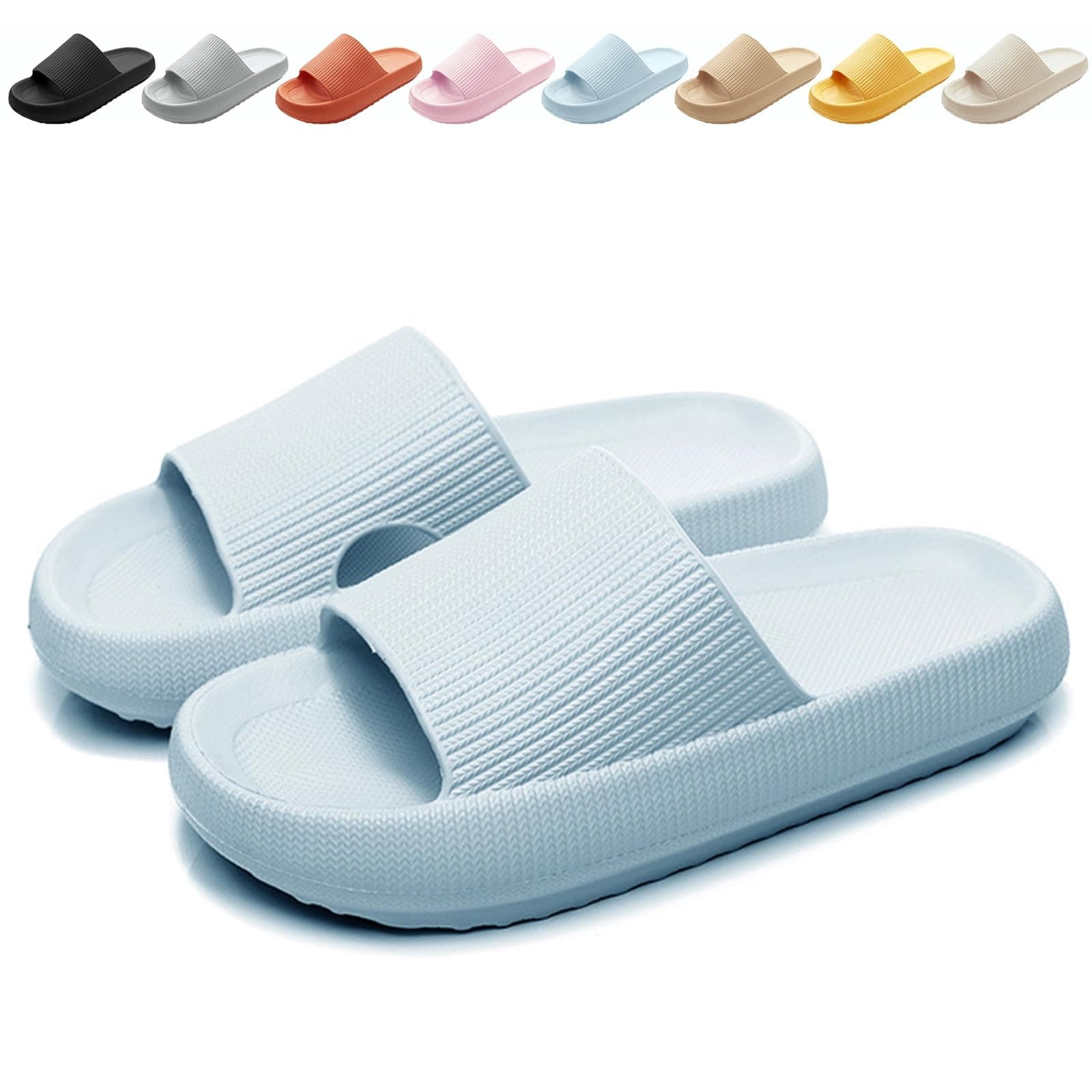 Calish Badeschuhe Herren Damen Cozislides Original Slippers Cloudyzz Schlappen Wolke rutschfeste Badelatschen Hausschuhe Sommer Pantoletten Badeschlappen Flip Flops Indoor/Outdoor