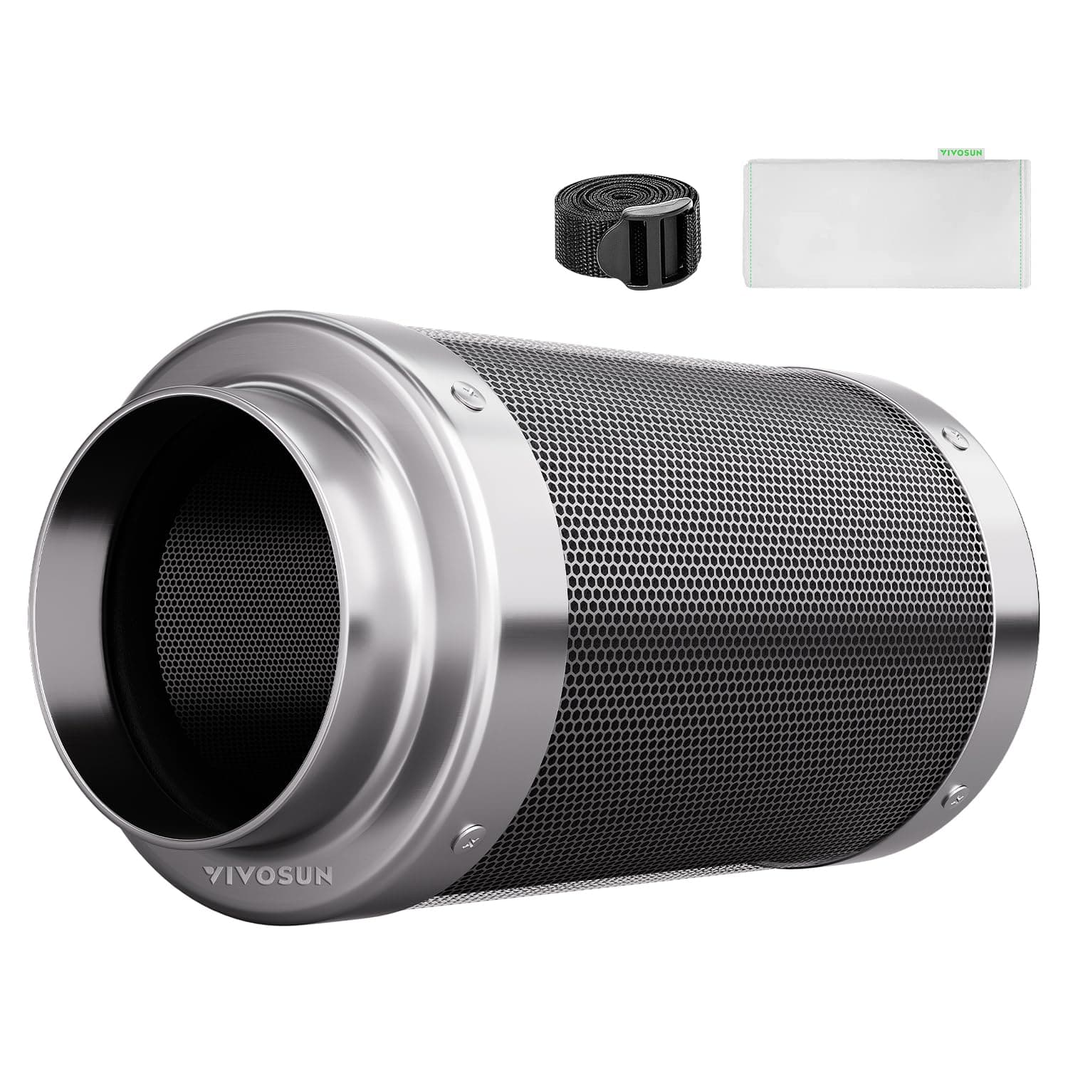 VIVOSUN Aktivkohlefilter Grow Aktivkohlefilter 150mm/6 Inch Geruchskontrolle mit Australischer Aktivkohle inkl. Vorfilter für Indoor Growzelt Growbox Rohrventilator Gewächshaus