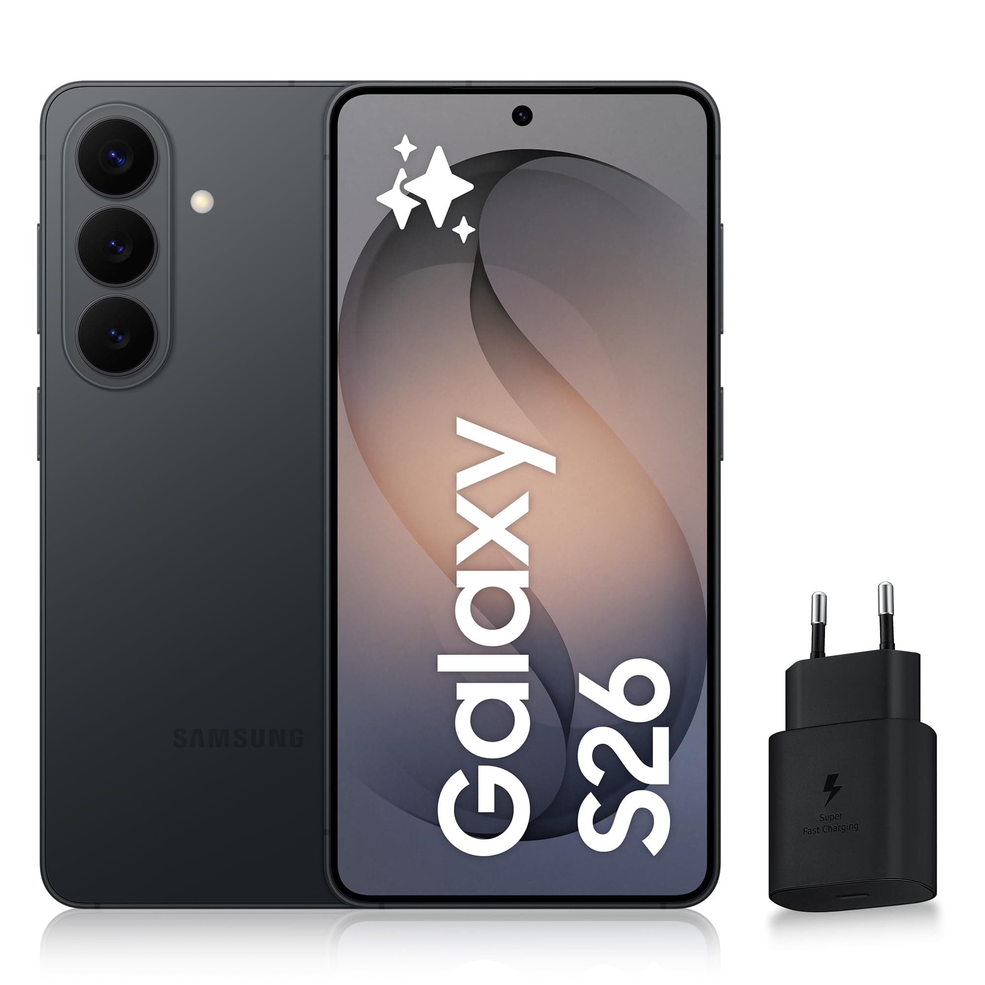 Samsung Galaxy S26, Smartphone Android 5G avec Galaxy AI, 256 Go, Chargeur Secteur Rapide 25W Inclus, Smartphone déverrouillé, Noir, Version FR