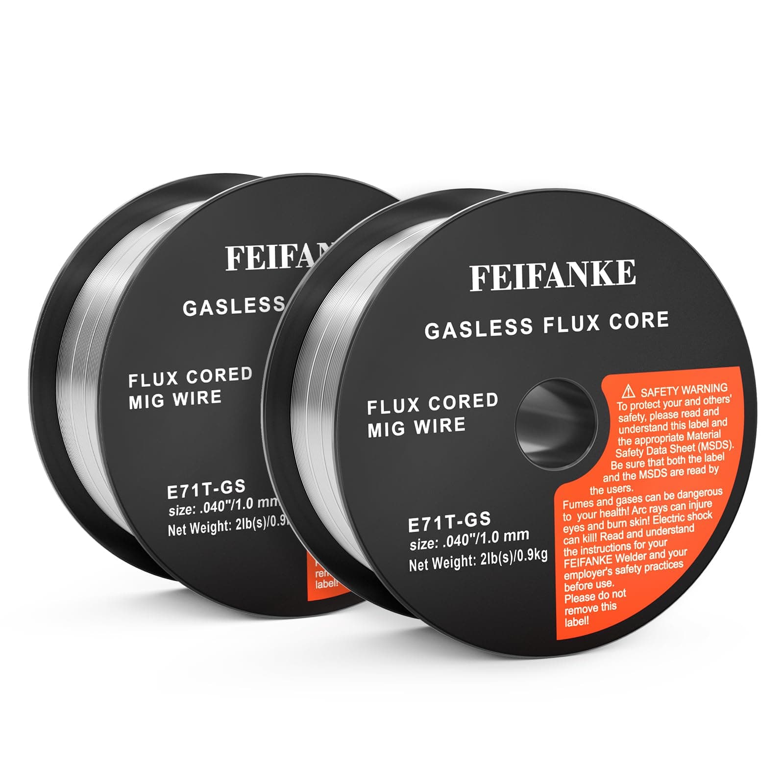 FEIFANKE Alambre de Soldadura 1,0 mm 2KG E71T-GS Hilo Soldar Sin Gas Para Máquina de Soldar, Rollo de Alambre D100,2 Pieza