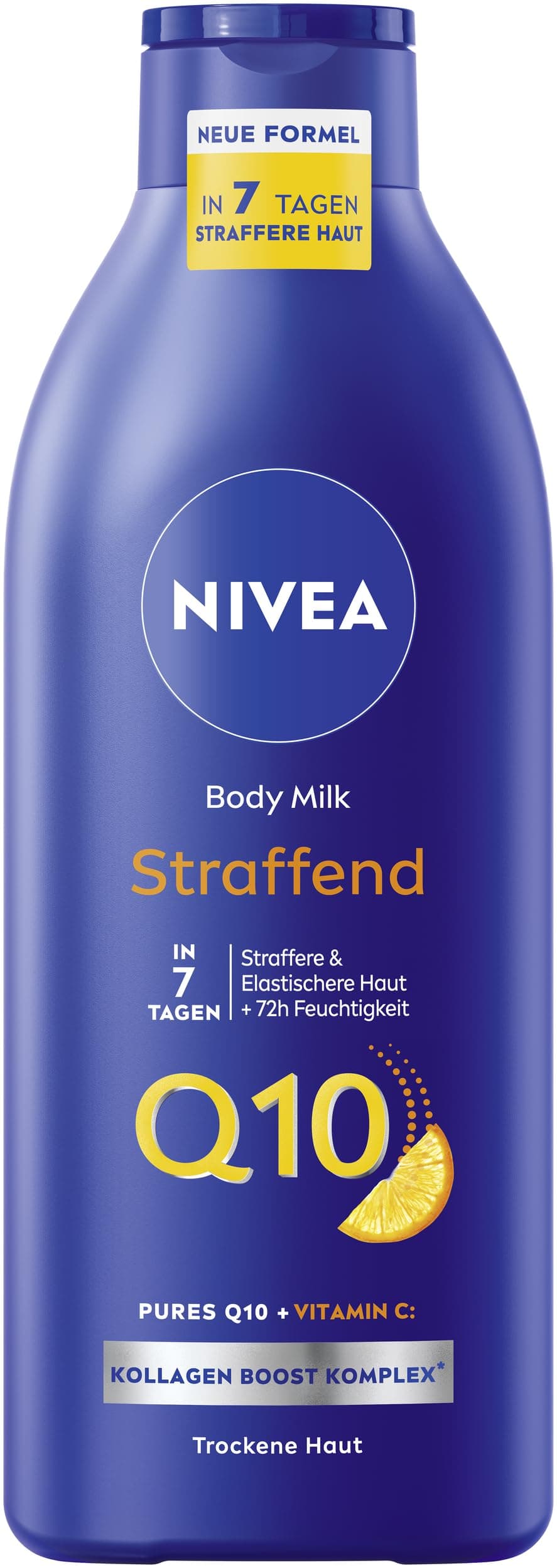 NIVEA Q10 Straffende Body Milk, Lotion für straffere Haut & verbesserte Elastizität in 7 Tagen, Körpercreme mit purem Q10, Vitamin C & angenehmen Orangenduft (400 ml)