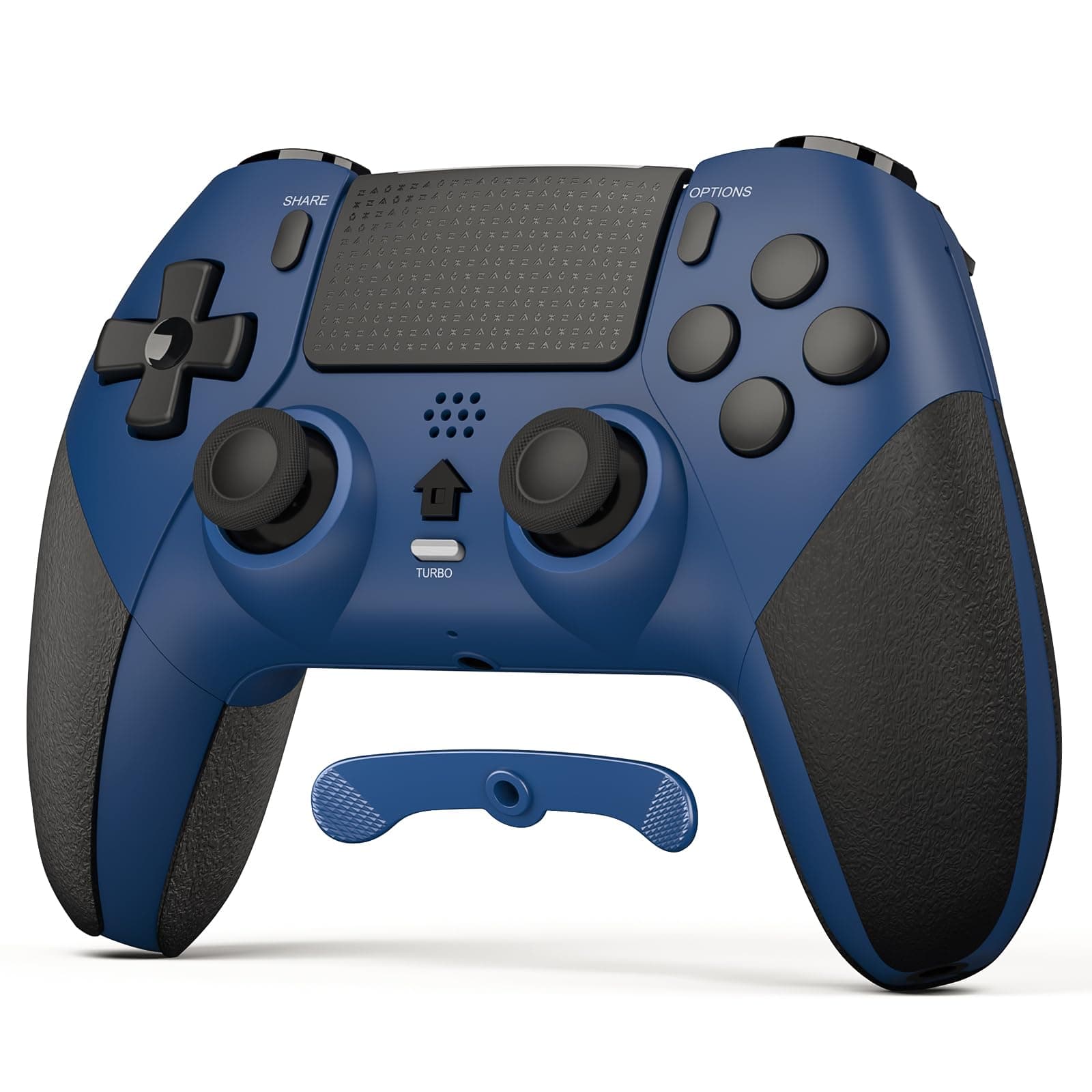 LATEC Controller per PS4 con Bluetooth, Controller Wireless PS4 con 2 Pulsanti Macro Programmabili, Sensore Giroscopico a 6 Assi, Doppia Vibrazione, Touchpad, Blu