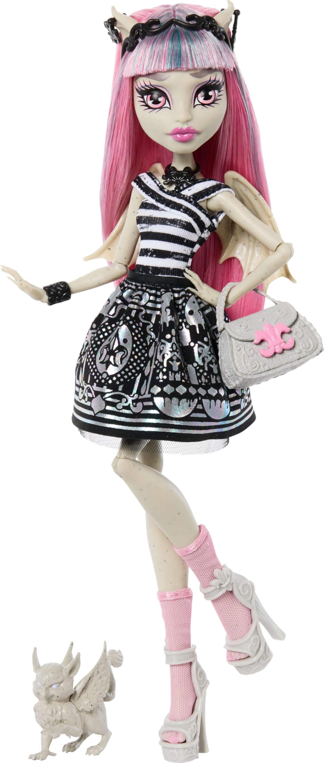Monster High Boo-riginal Creeproduction Rochelle Goyle Muñeca, reproducción Coleccionable con Soporte, Diario y gárgola de Grifo Mascota Roux, JHK57