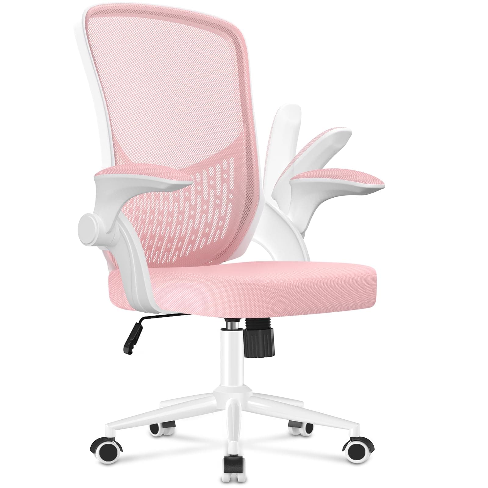 naspaluro Chaise de Bureau : Fauteuil Bureau Ergonomique avec Reversible Armrest,Soutien Lombaire,Hauteur Réglable Siege en Maille Respirante Convient à la Maison Bureau,Lecture,Rose