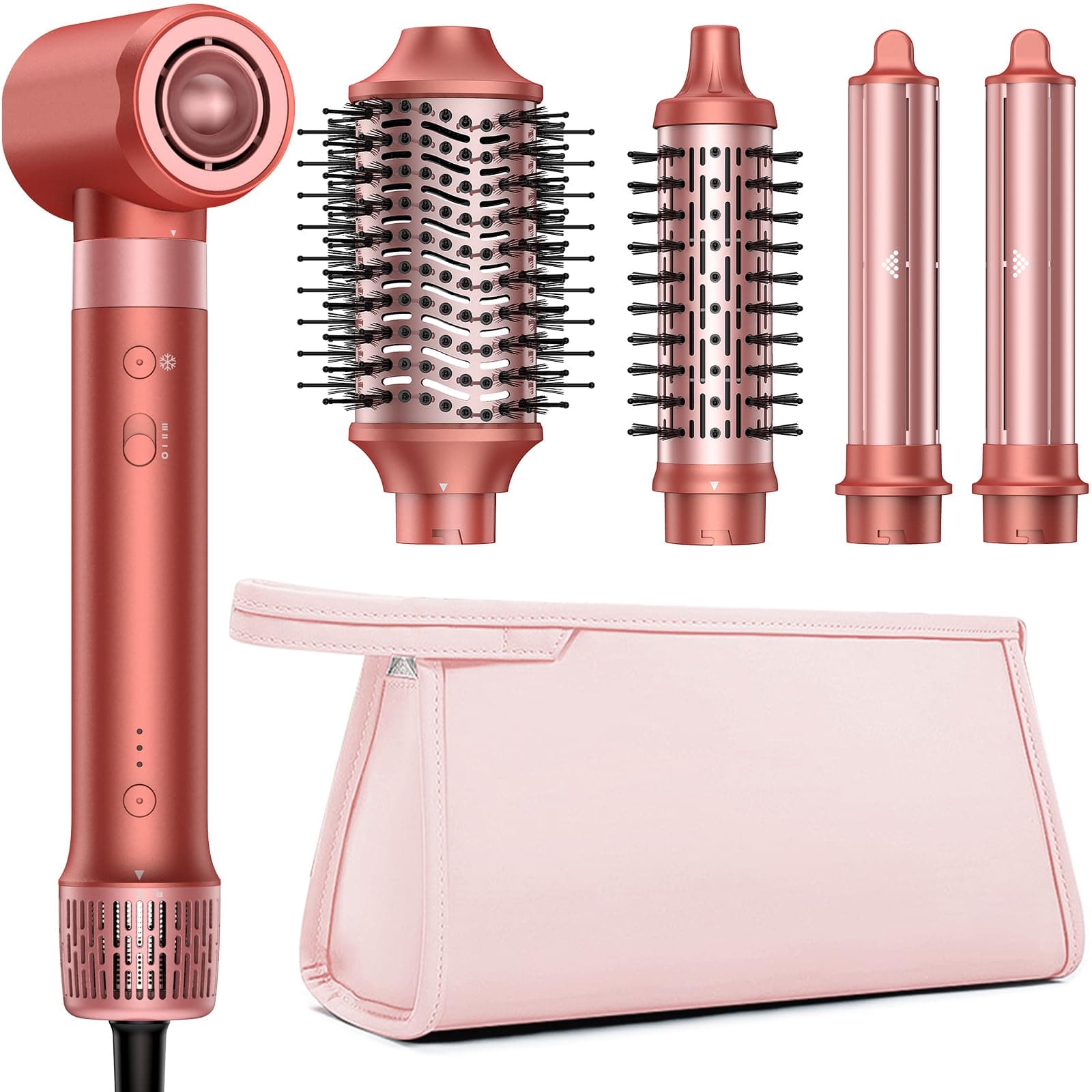 HITTIONA 5 in 1 Air Styler & Spazzola Asciugacapelli, 110000 RPM Asciugatura Rapida, Senza Danni da Calore, Lisciare, Volumizzare, Adatto a Tutti i Tipi di Capelli Con Borsa Portaoggetti, Fare Regali