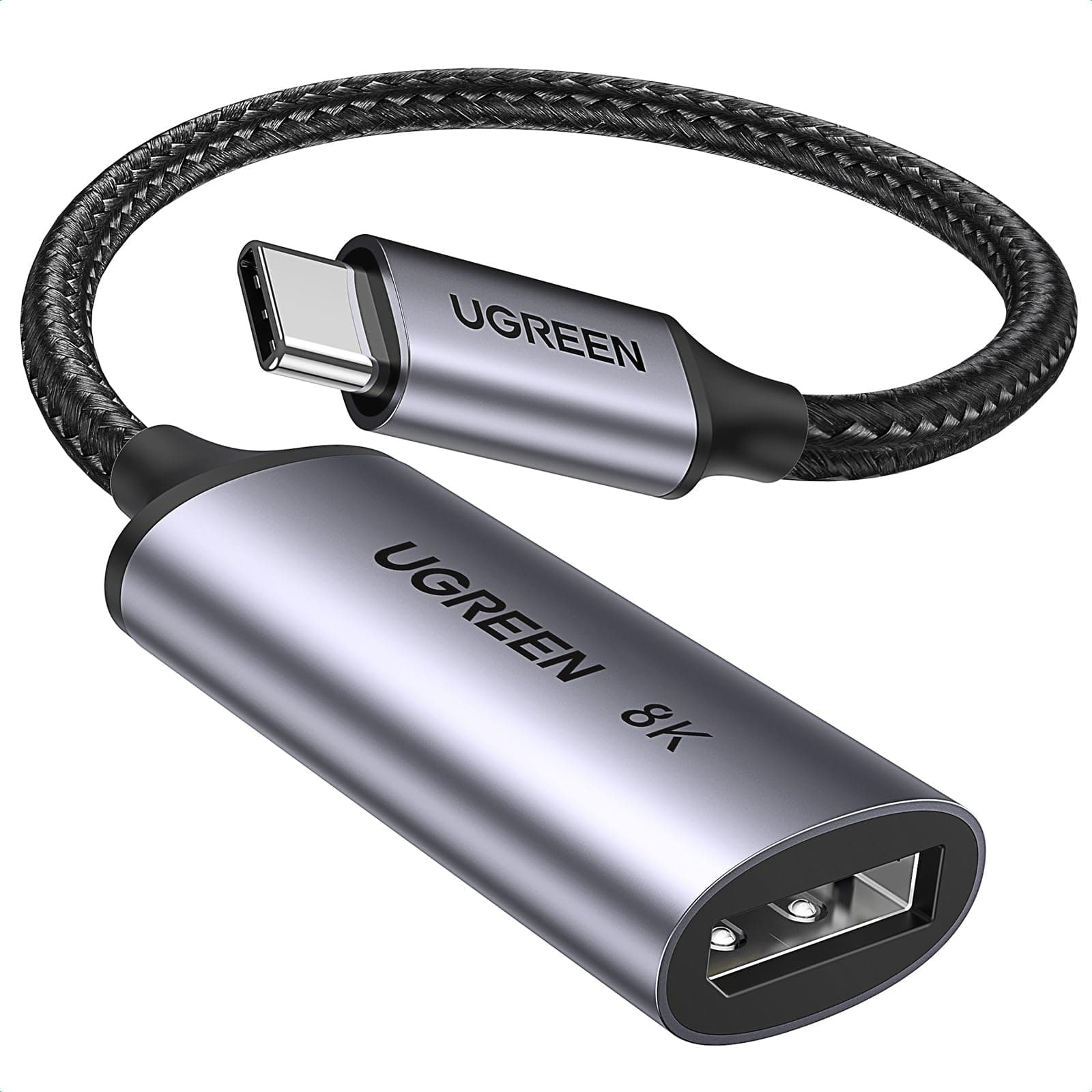 UGREEN USB C auf DP1.4 Adapter 8K@60Hz 4K@240Hz Thunderbolt auf DisplayPort HDR VRR Dolby kompatibel mit MacBook Pro Air Mac mini Dell XPS HP Envy iPad Pro Air 5 Surface Go iPhone 17 Mac mini M4