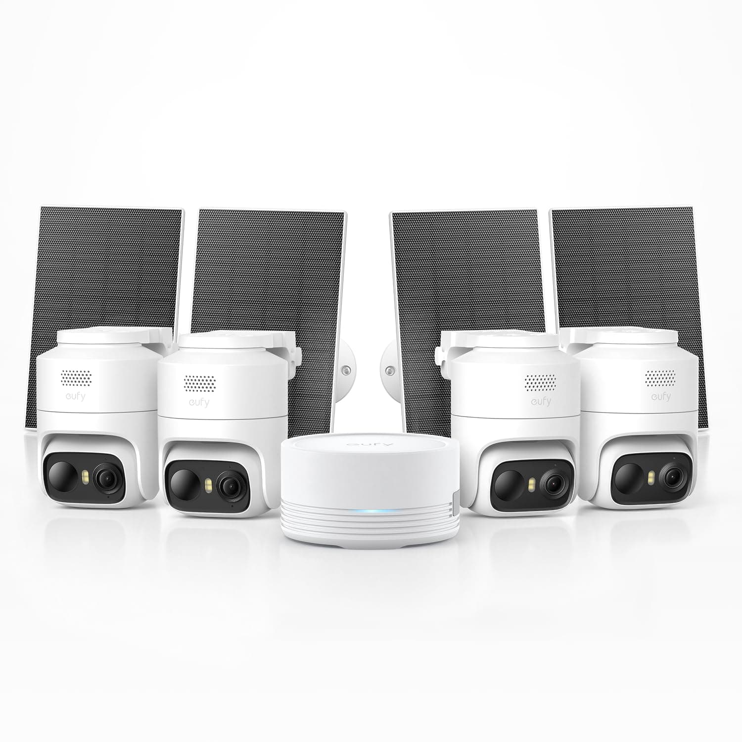 eufyCam C37 2K Caméra Surveillance WiFi extérieur sans Fil | Caméra extérieure, suivi IA à 360° PTZ, énergie solaire, détection IA, sans frais, stockage local, lot de 4 + HomeBase mini